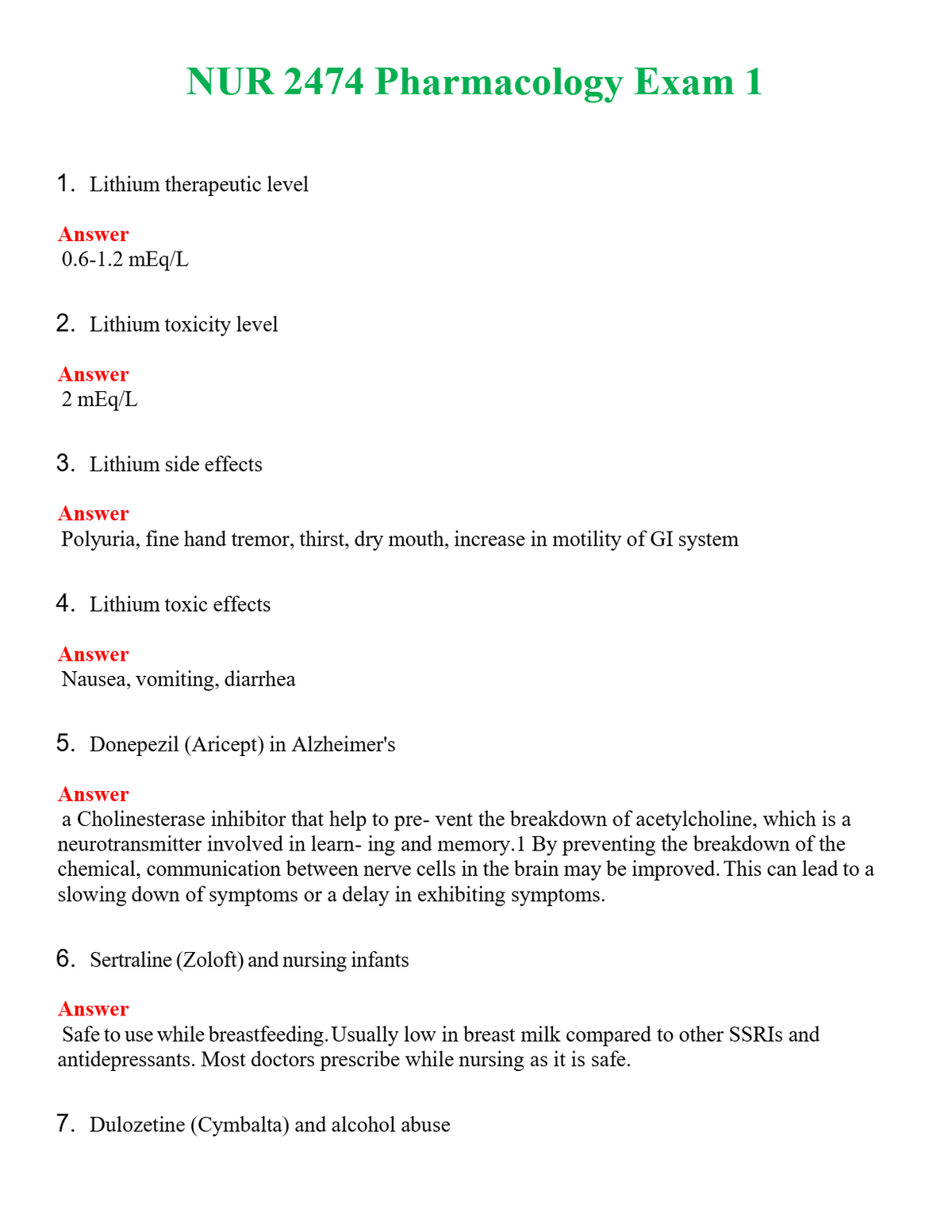 NUR 2474 PHARMACOLOGY EXAM 1 | (ACTUAL EXAM ) QUESTIONS AND ANSWERS (SOLVED)