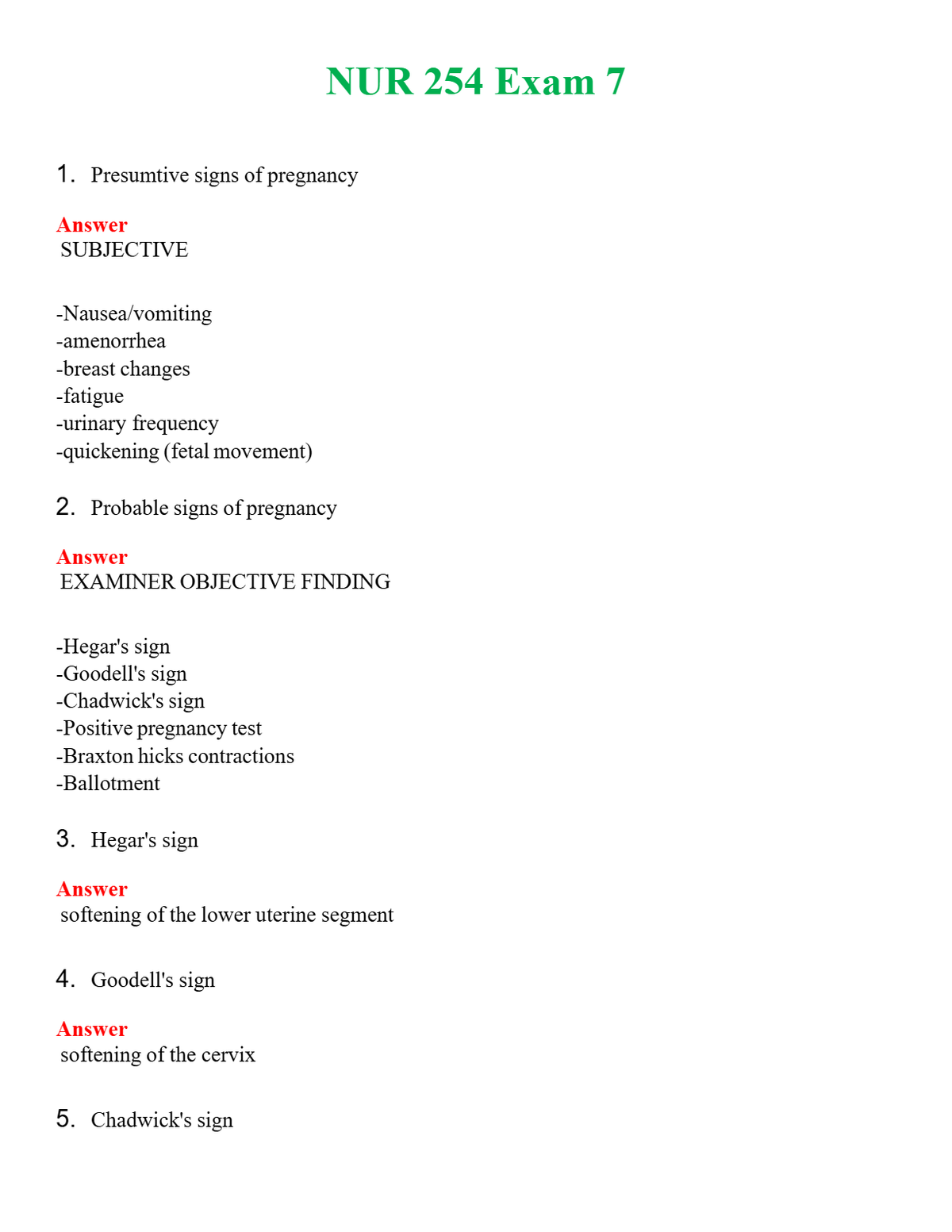 NUR 254 EXAM 7 | (ACTUAL EXAM ) QUESTIONS AND ANSWERS (SOLVED)