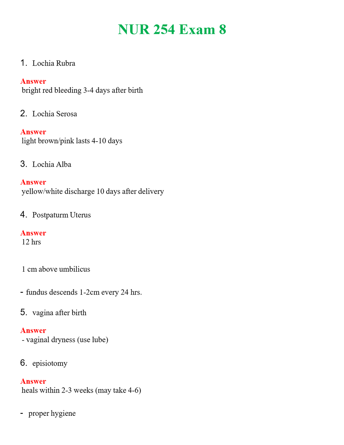 NUR 254 EXAM 8 | LATEST QUESTIONS WITH COMPLETE GRADE A++ ANSWERS