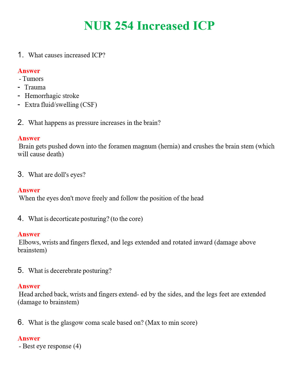 NUR 254 INCREASED ICP | WITH 100% VERIFIED ANSWERS