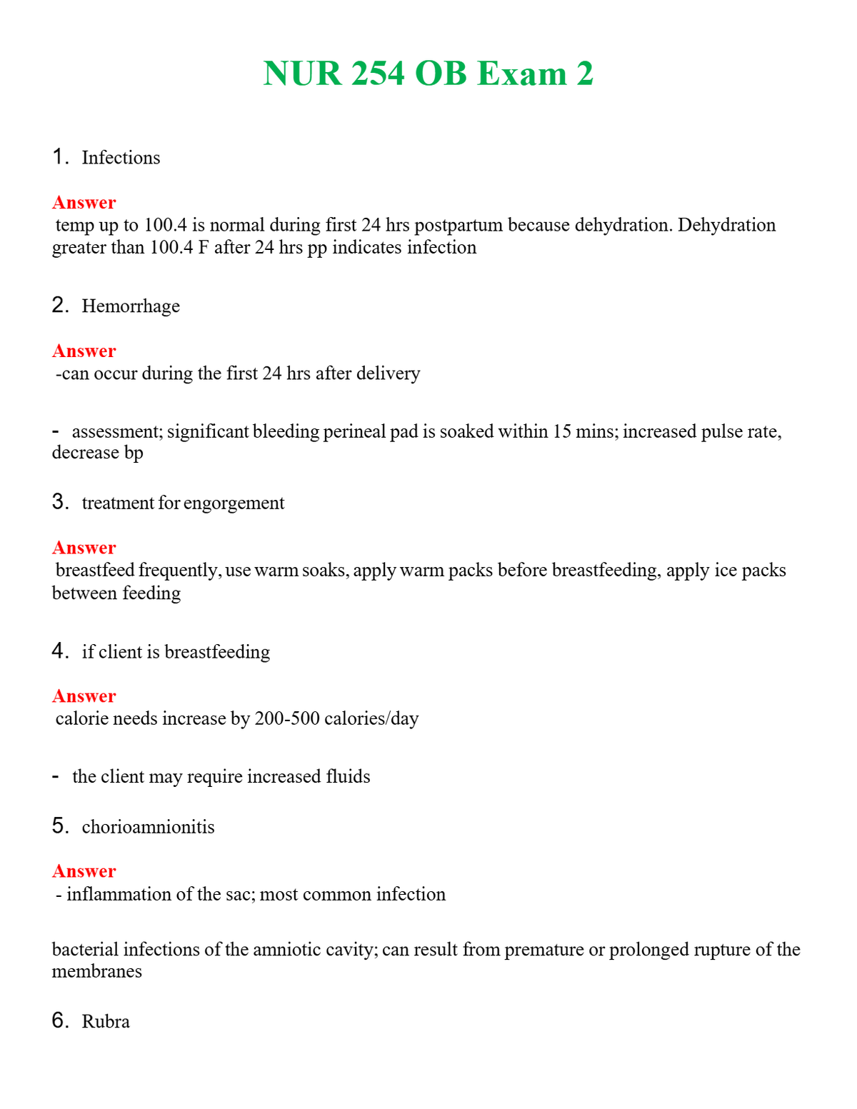 NUR 254 OB EXAM 2 | PASSED | A+ RATED GUIDE | NEW FULL EXAM