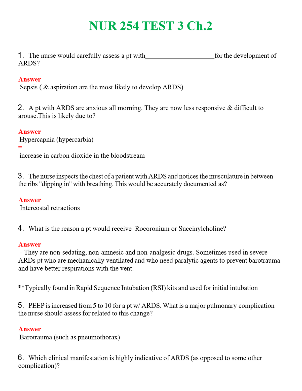 NUR 254 TEST 3 CH.2 | A+ RATED GUIDE | QUESTIONS AND ANSWERS (SOLVED)