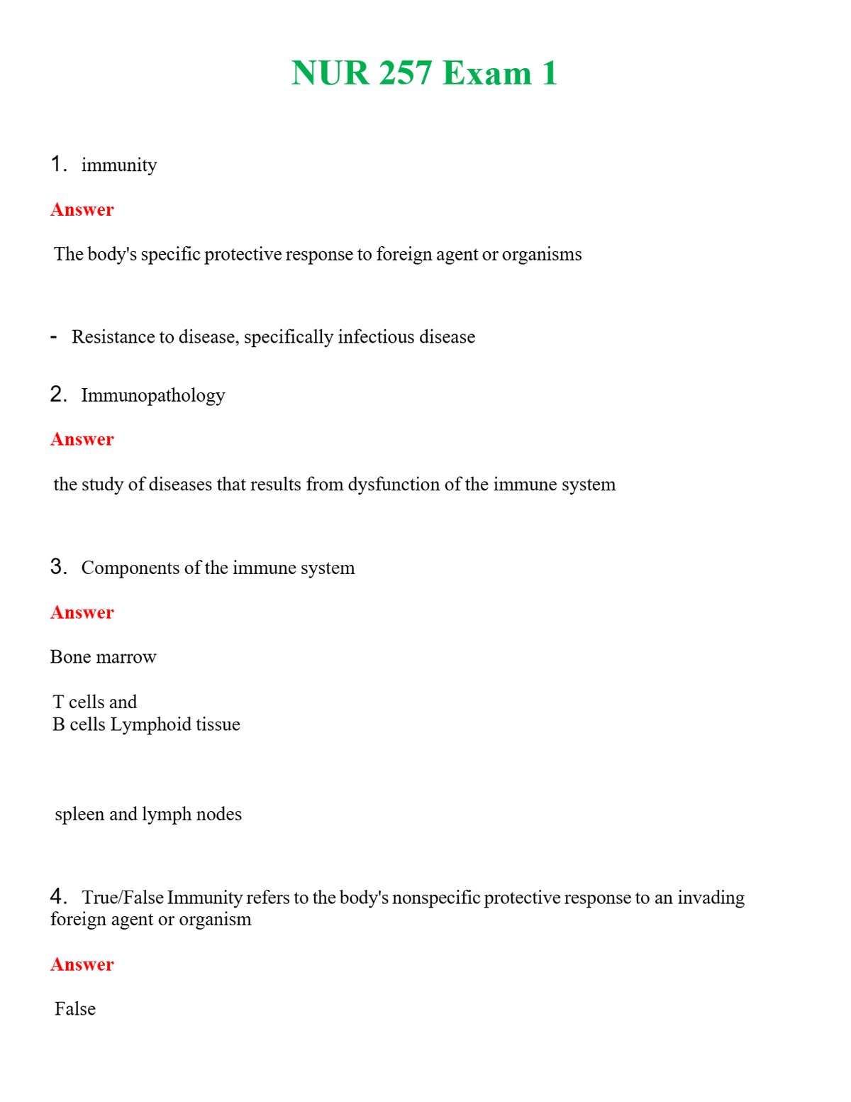 NUR 257 EXAM 1 | GRADED A+ QUESTIONS AND ANSWERS (SOLVED)