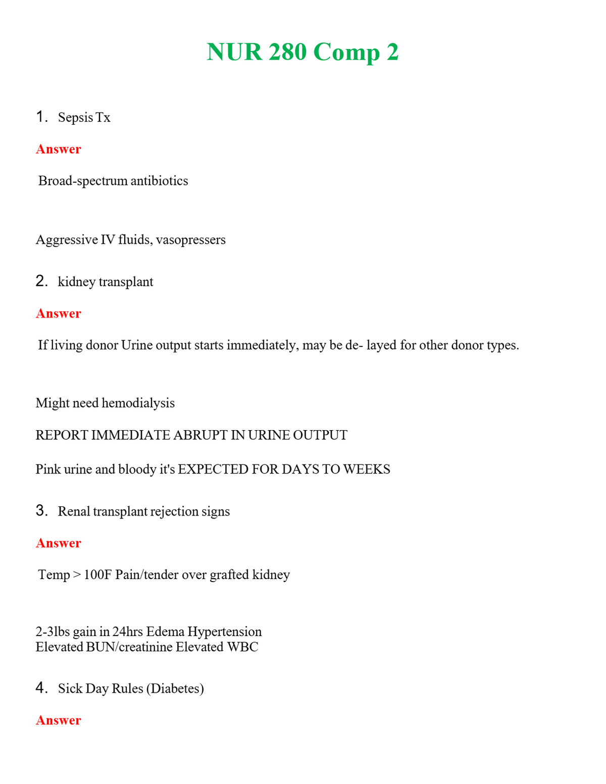 NUR 280 COMP 2 | QUESTIONS & ANSWERS (SOLVED)