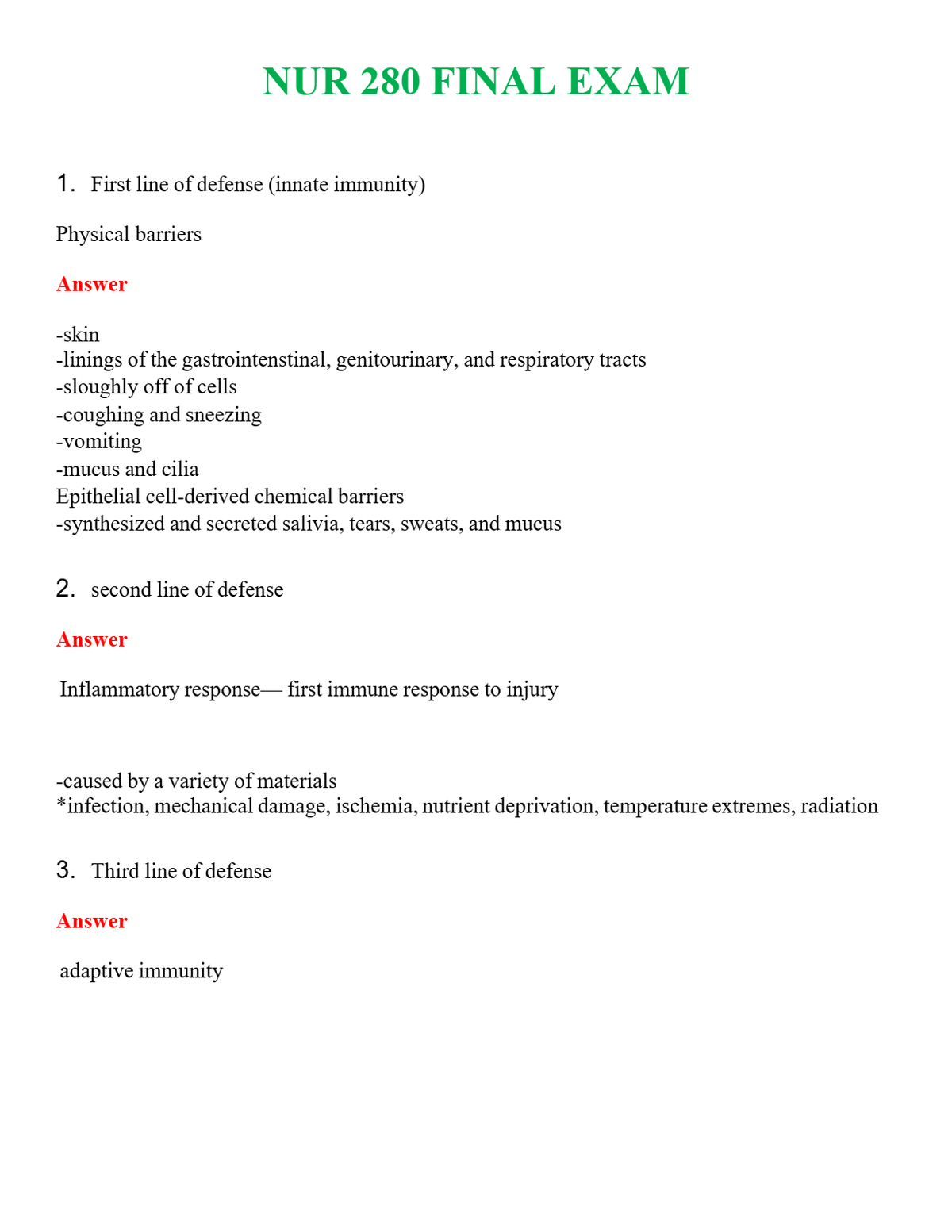 NUR 280 FINAL EXAM | PASSED | A+ RATED GUIDE | NEW FULL EXAM