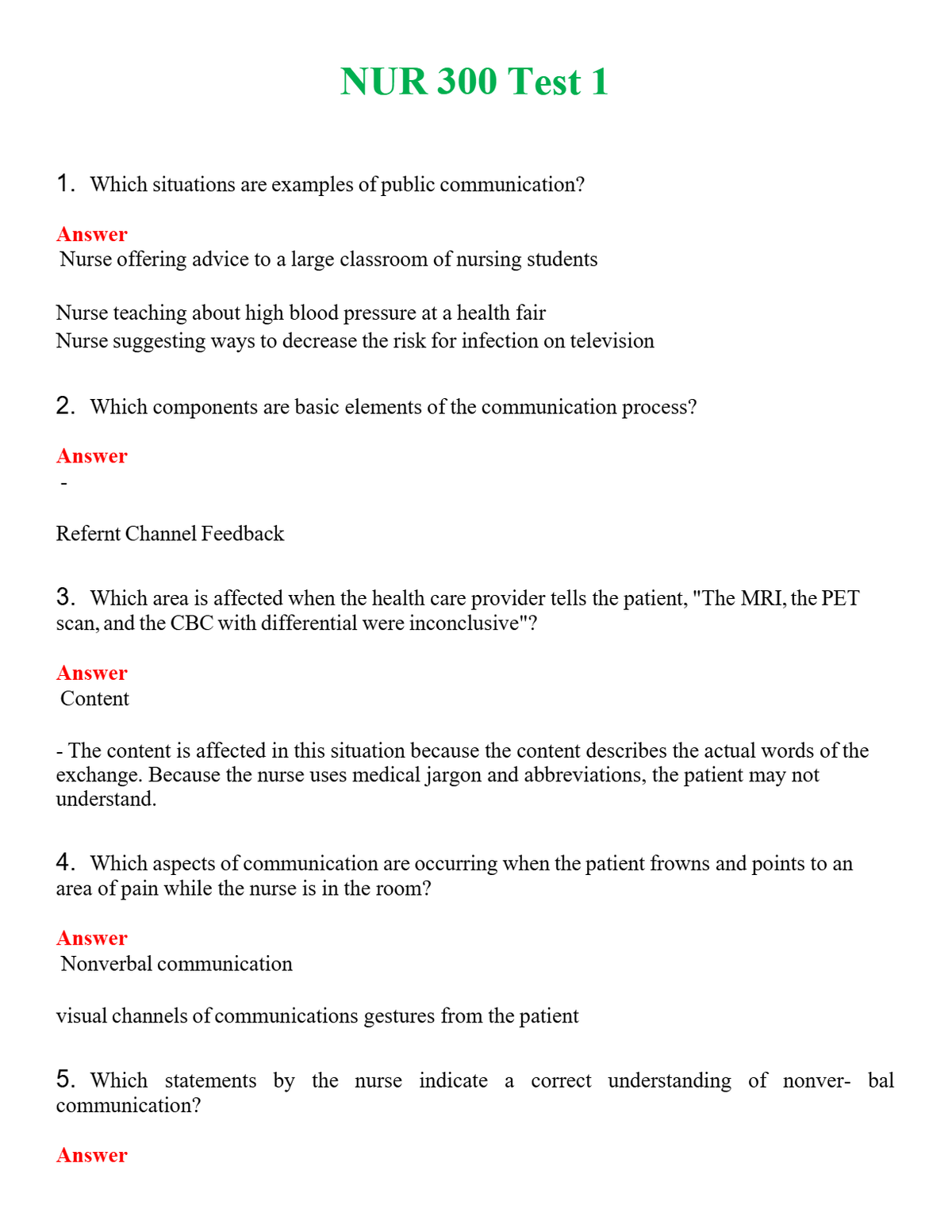 NUR 300 TEST 1 | LATEST QUESTIONS WITH COMPLETE GRADE A++ ANSWERS