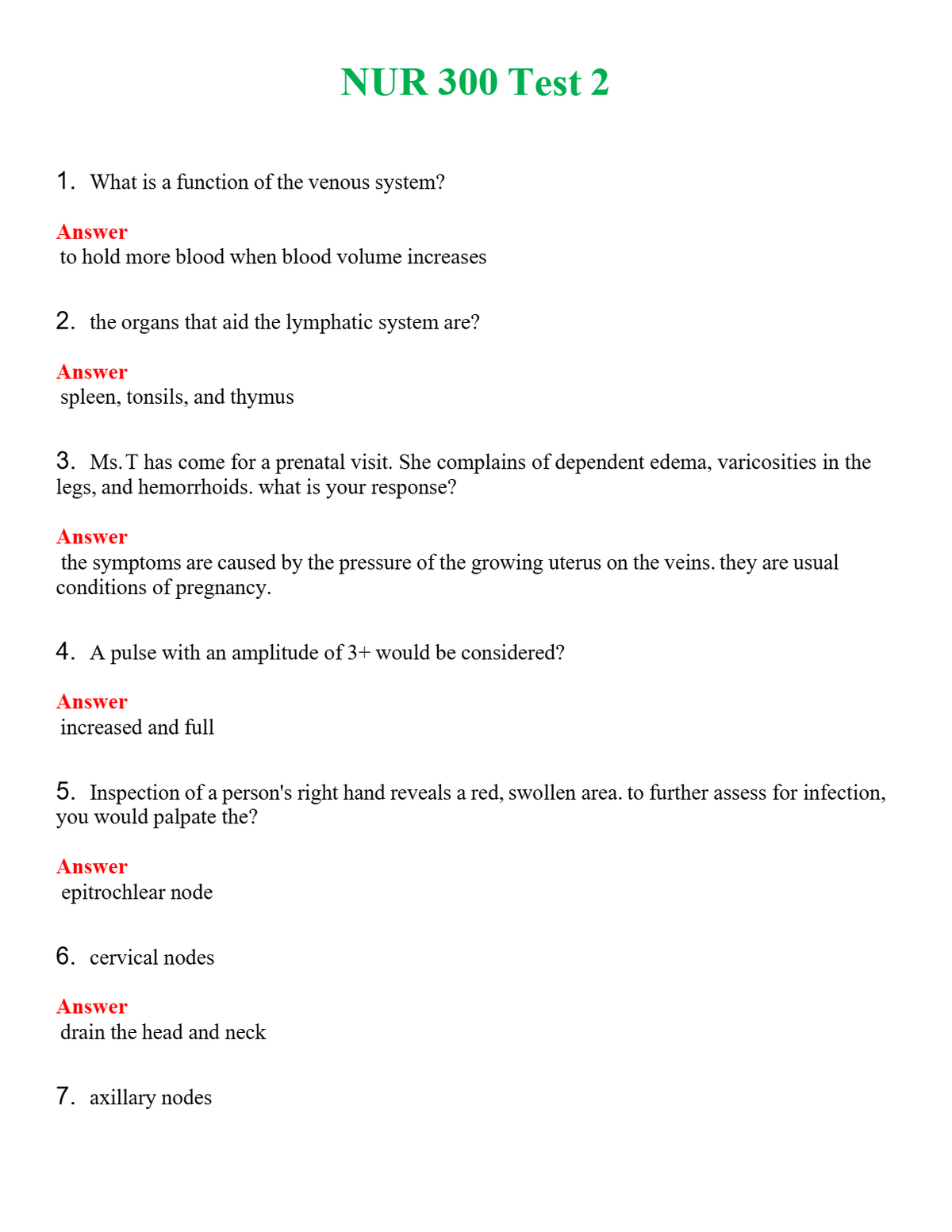 NUR 300 TEST 2 | WITH 100% VERIFIED ANSWERS