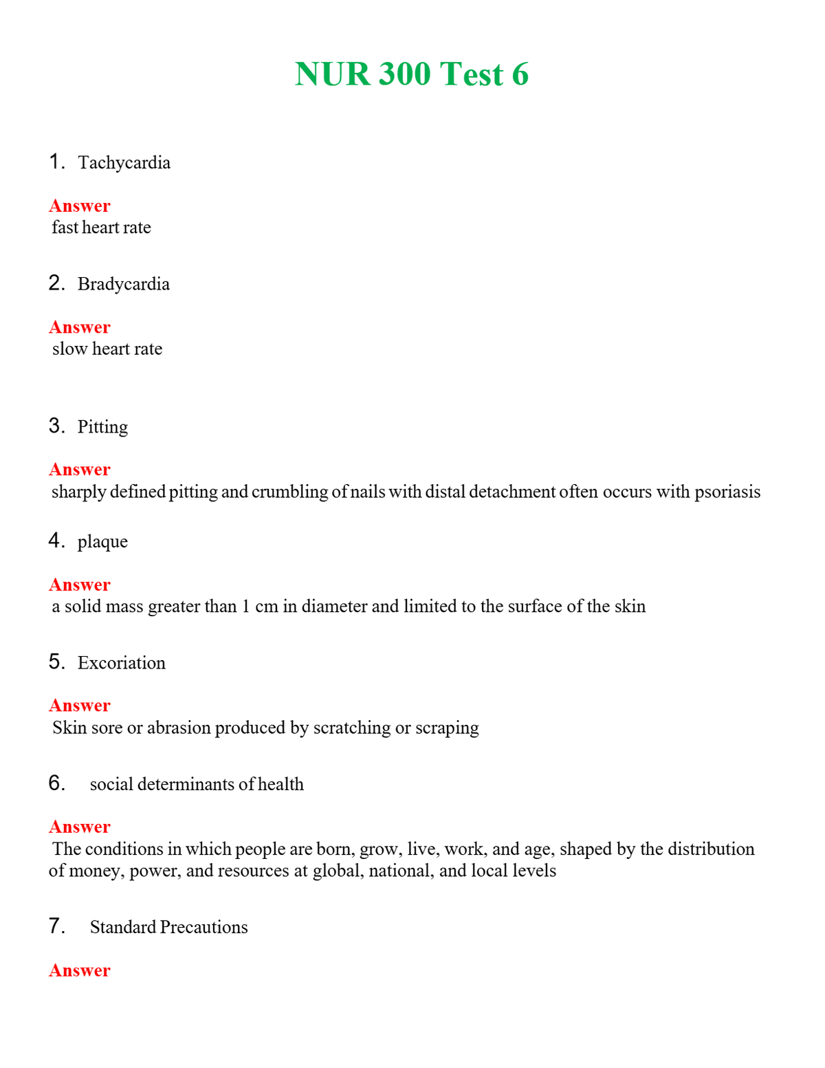NUR 300 TEST 6 | WITH 100% VERIFIED ANSWERS