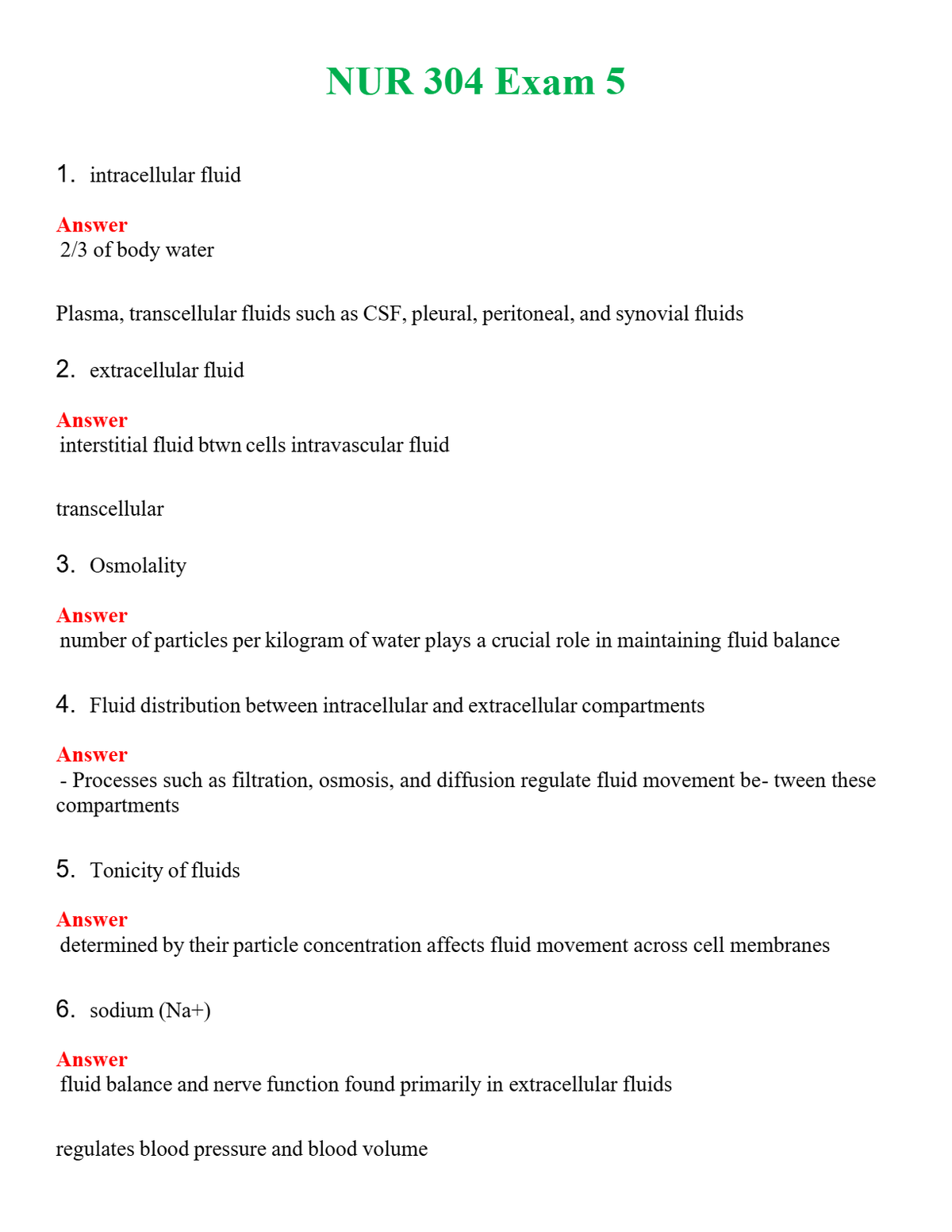 NUR 304 EXAM 5 | PASSED | A+ RATED GUIDE | NEW FULL EXAM