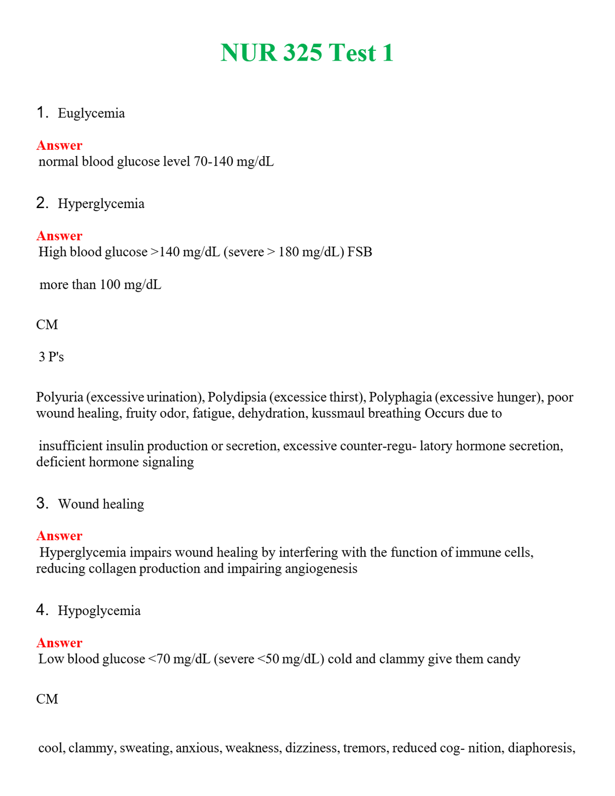 NUR 325 TEST 1 | (ACTUAL EXAM ) QUESTIONS AND ANSWERS (SOLVED)