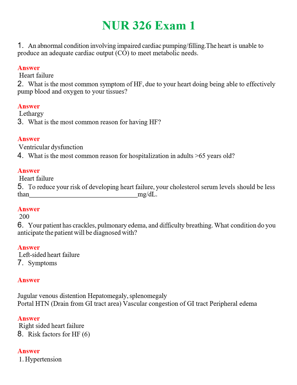 NUR 326 EXAM 1 | WITH 100% VERIFIED ANSWERS