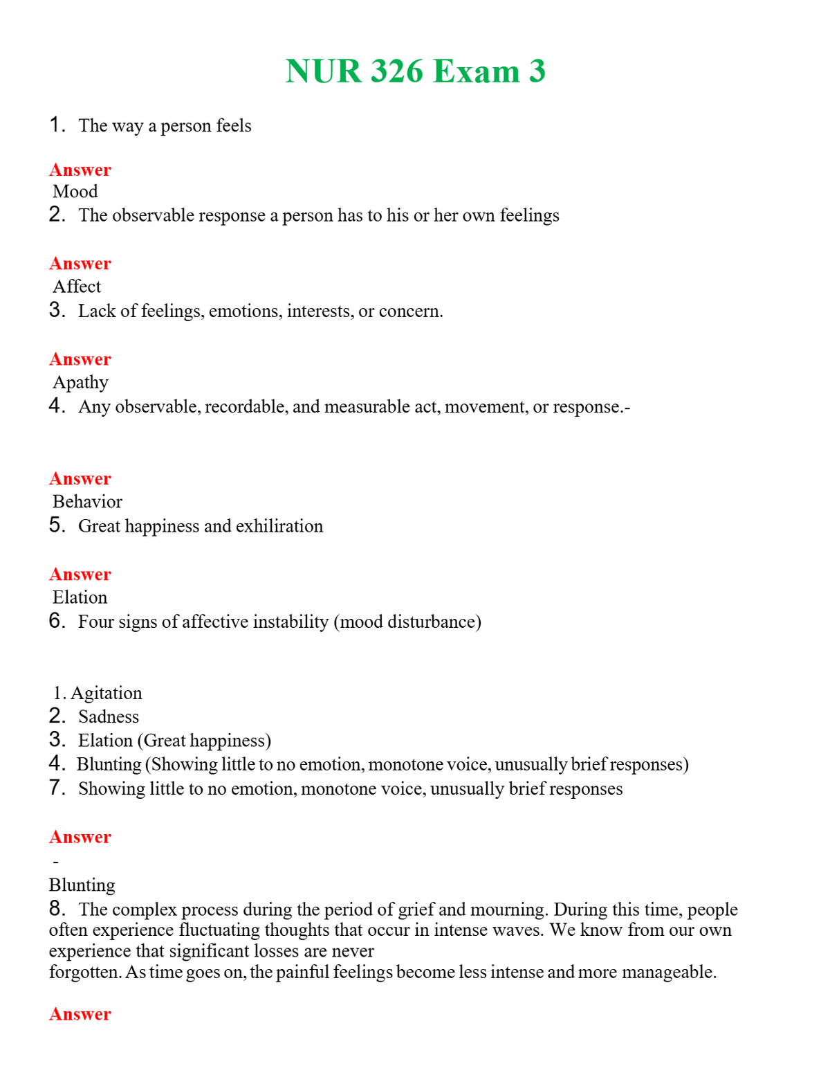 NUR 326 EXAM 3 | (ACTUAL EXAM ) QUESTIONS AND ANSWERS (SOLVED)