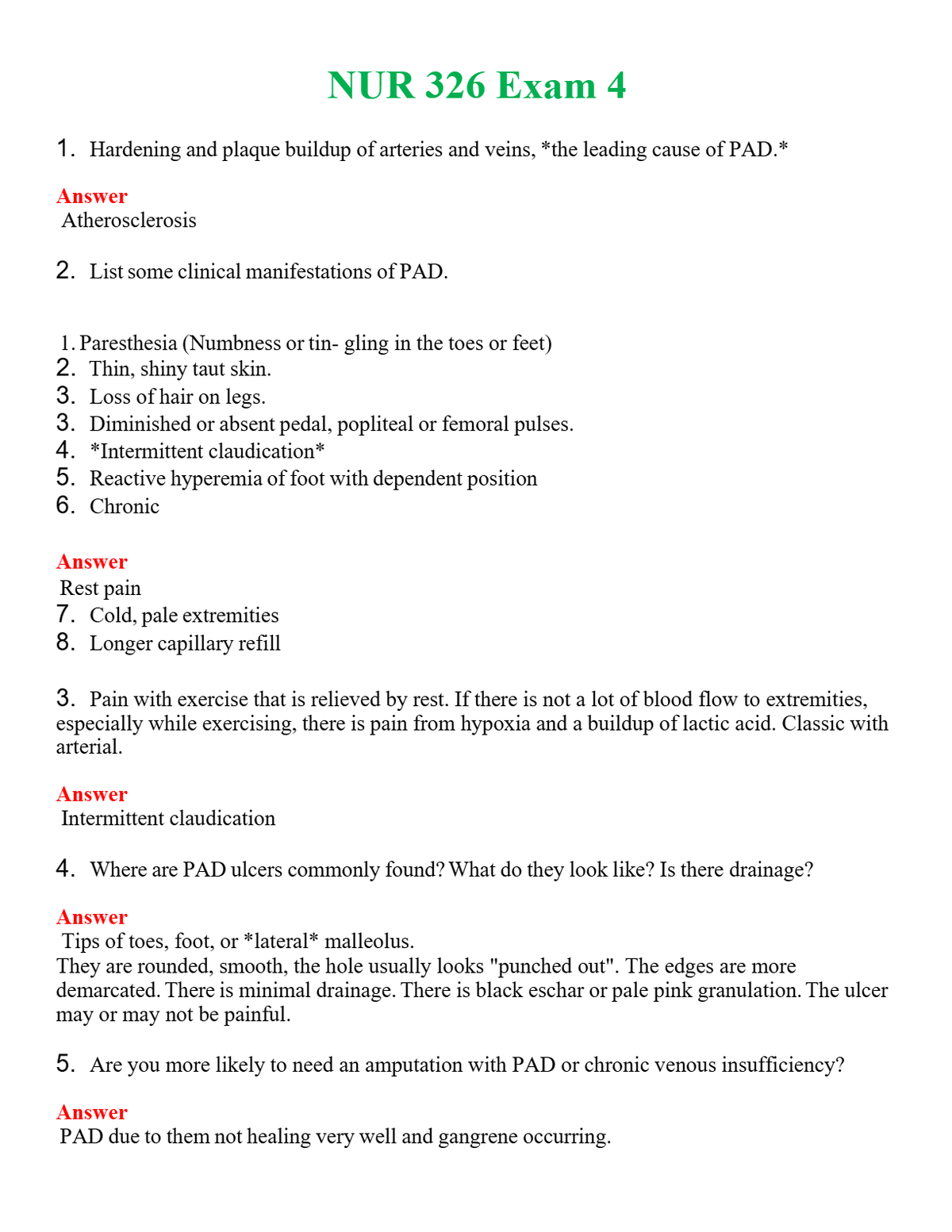 NUR 326 EXAM 4 | LATEST QUESTIONS WITH COMPLETE GRADE A++ ANSWERS