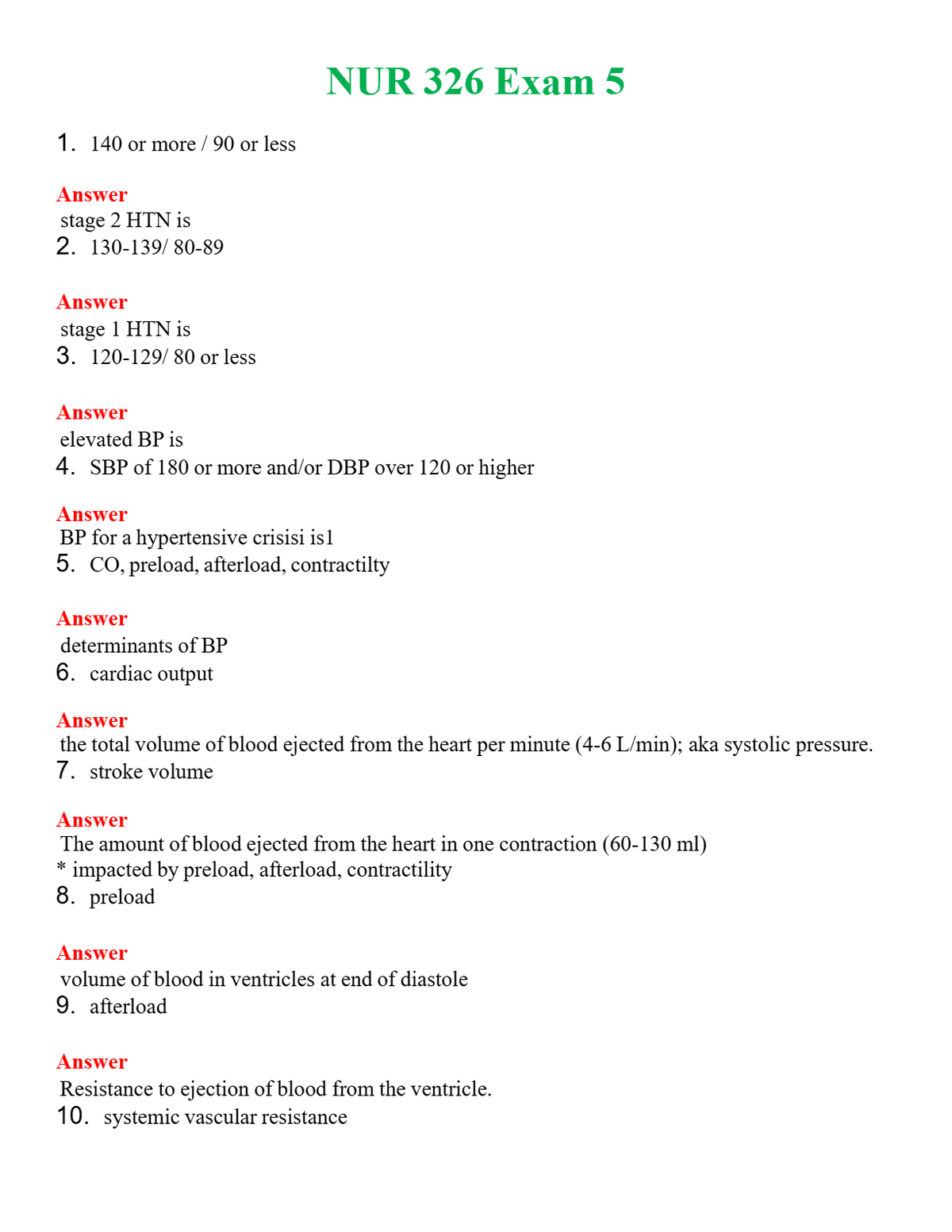 NUR 326 EXAM 5 | WITH 100% VERIFIED ANSWERS