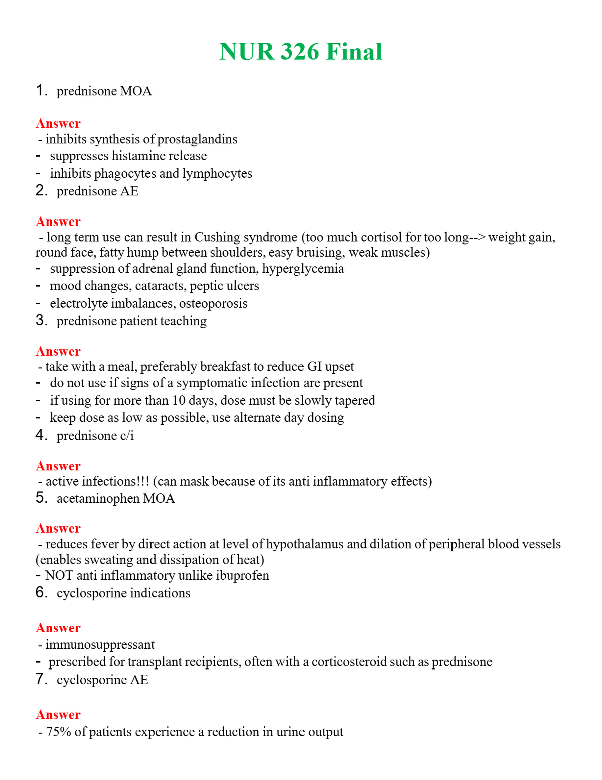 NUR 326 FINAL | GRADED A+ QUESTIONS & ANSWERS
