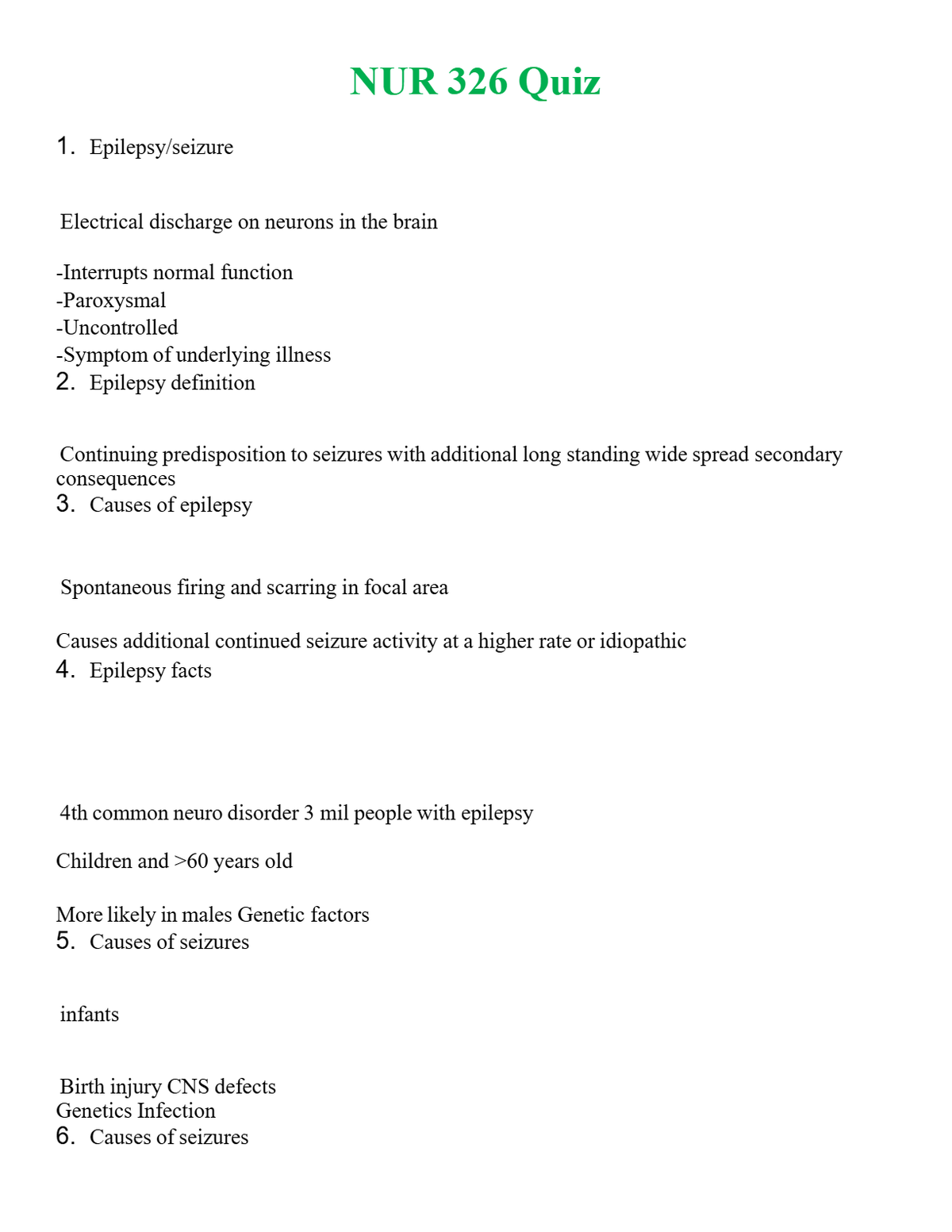 NUR 326 QUIZ | A+ RATED GUIDE | QUESTIONS AND ANSWERS (SOLVED)
