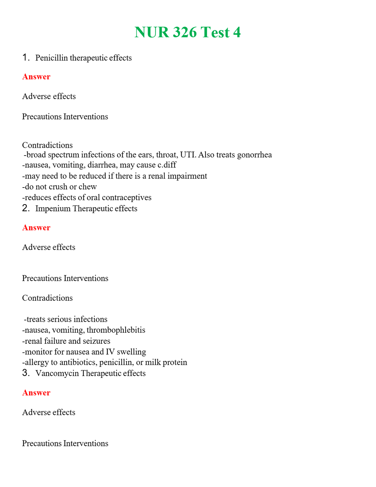 NUR 326 TEST 4 | A+ RATED GUIDE | QUESTIONS AND ANSWERS (SOLVED)