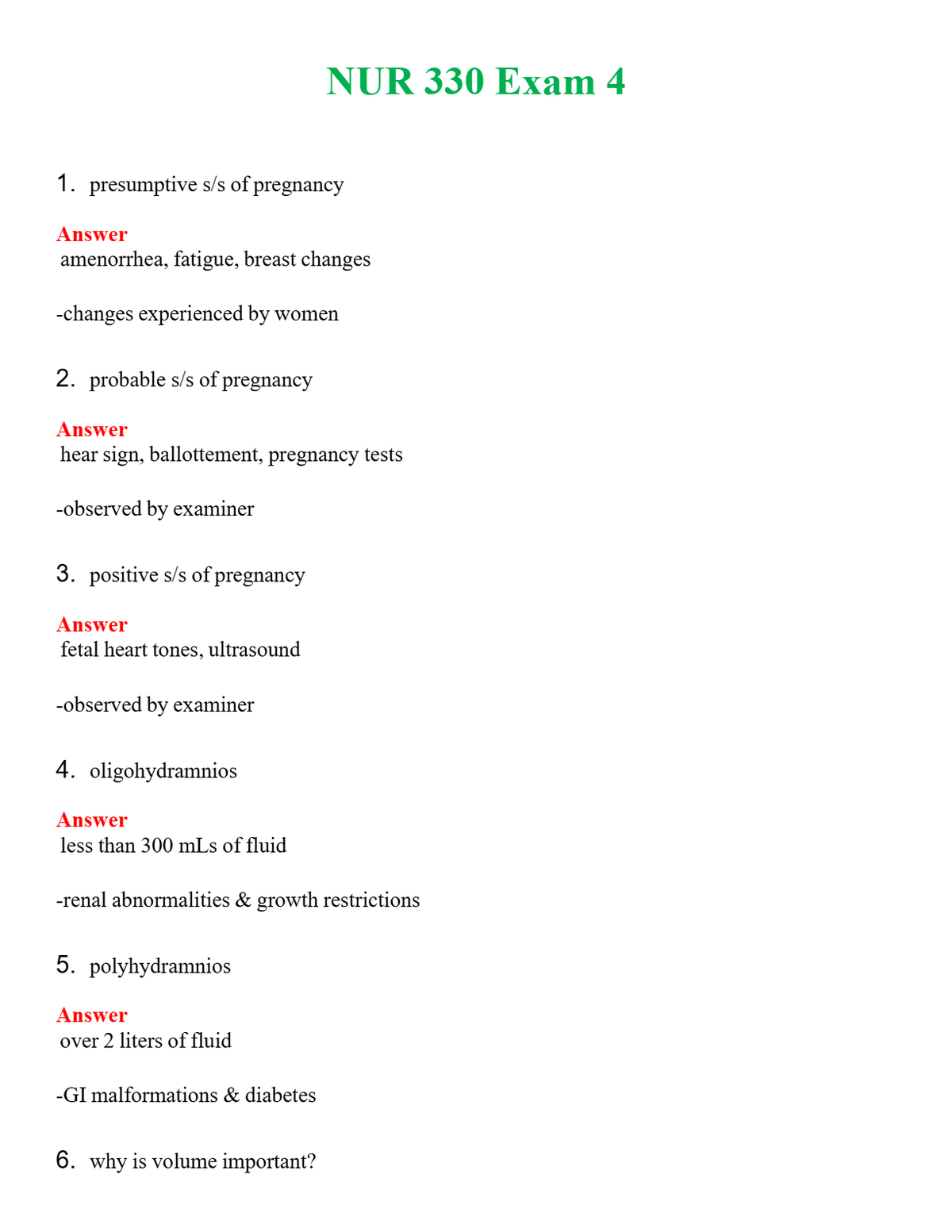 NUR 330 EXAM 4 | WITH 100% VERIFIED ANSWERS