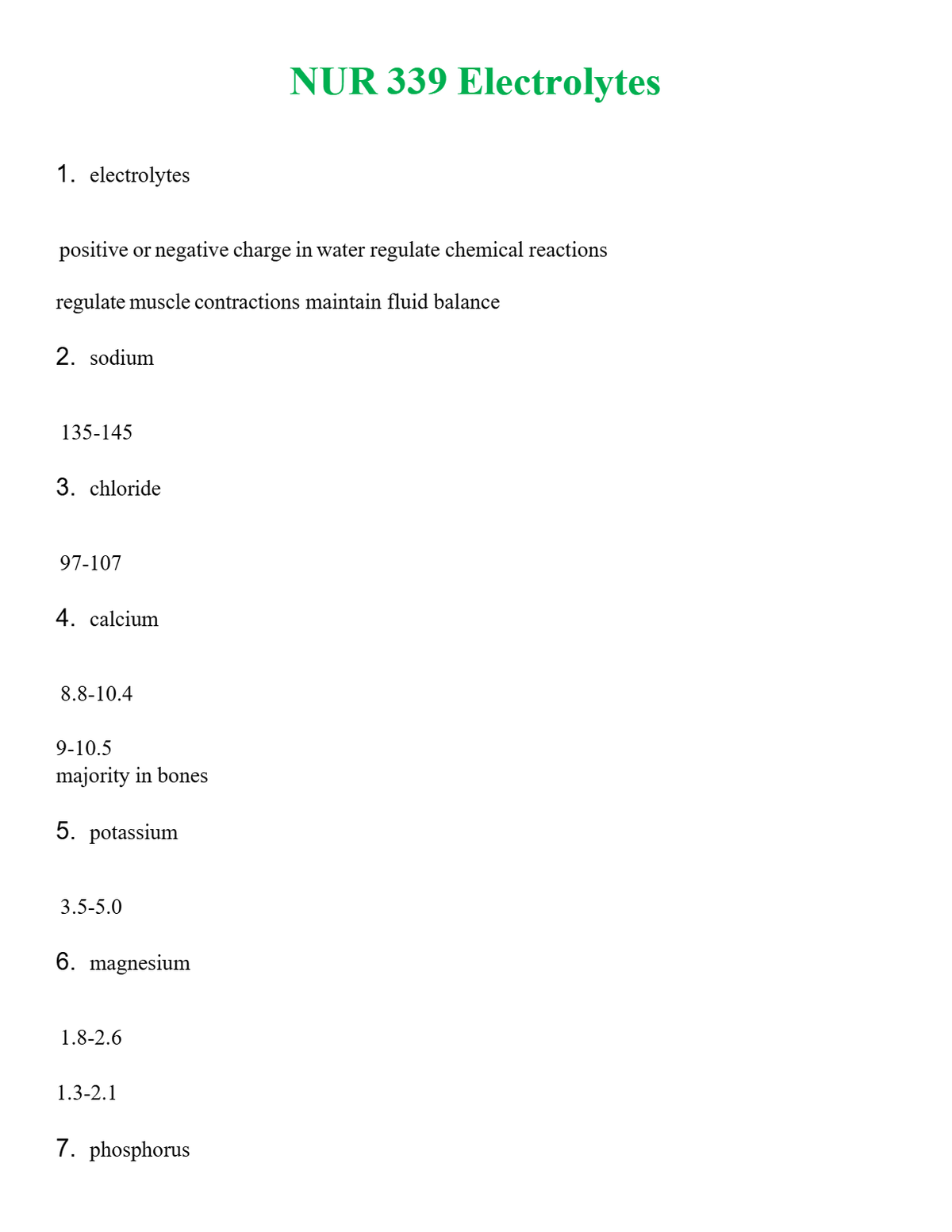 NUR 339 ELECTROLYTES | GRADED A+ QUESTIONS & ANSWERS