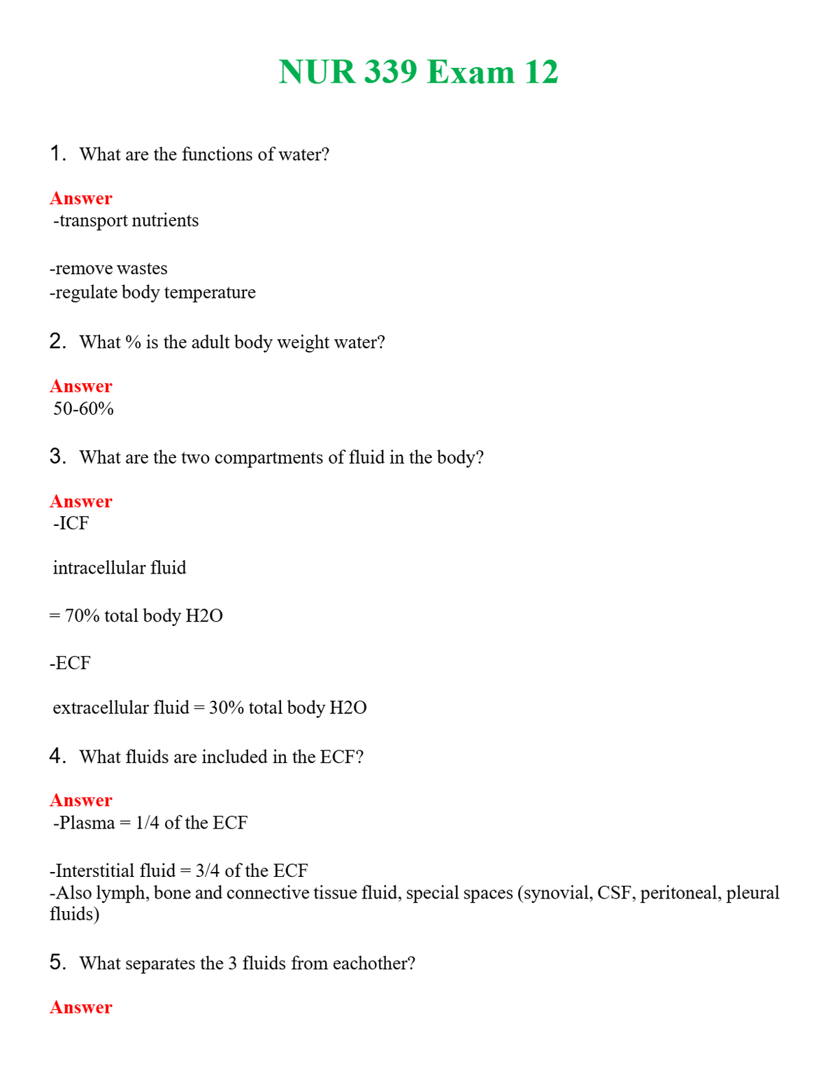 NUR 339 EXAM 12 | A+ RATED GUIDE | QUESTIONS AND ANSWERS (SOLVED)