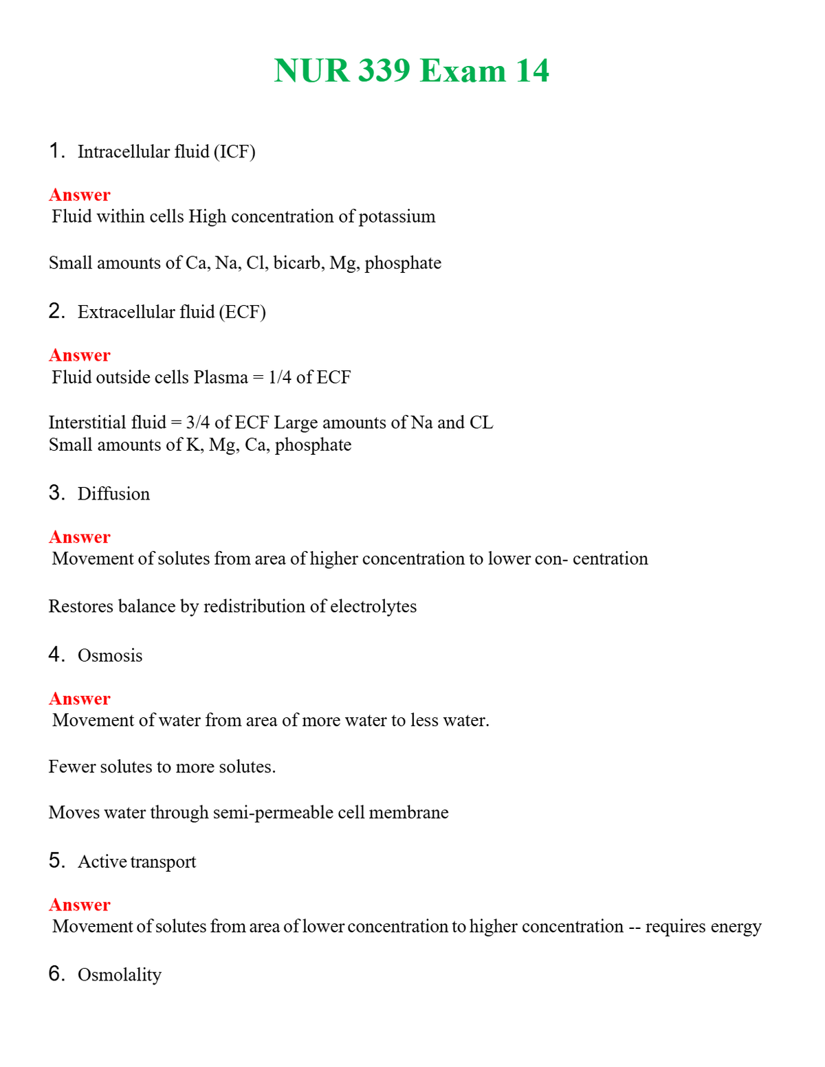 NUR 339 EXAM 14 | WITH 100% VERIFIED ANSWERS