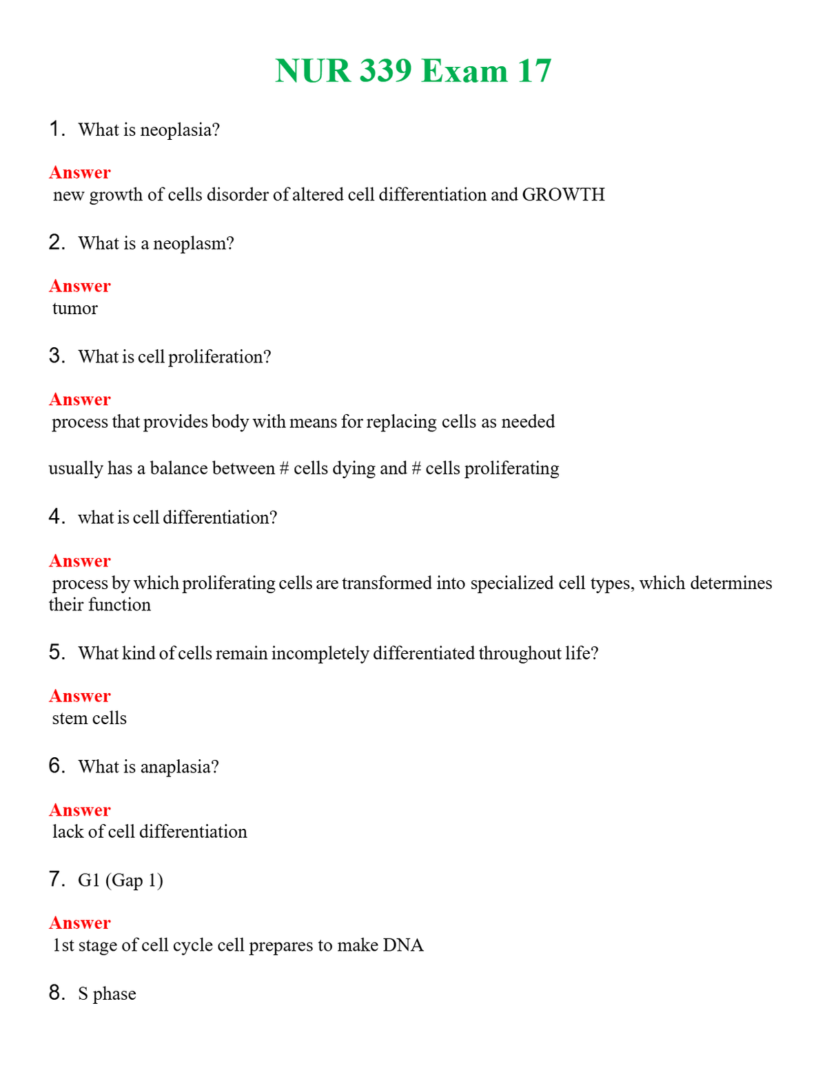 NUR 339 EXAM 17 | (ACTUAL EXAM ) QUESTIONS AND ANSWERS (SOLVED)