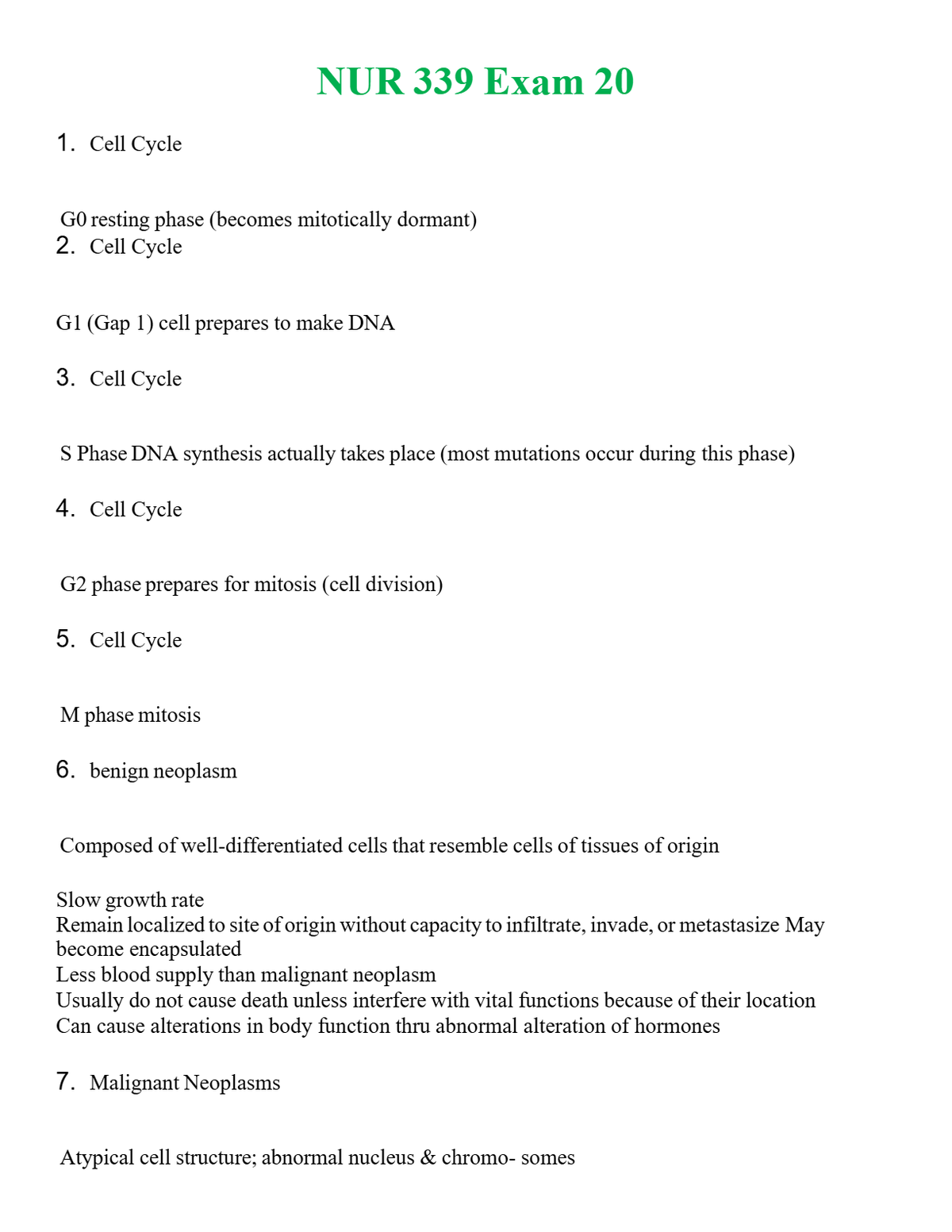 NUR 339 EXAM 20 | PASSED | A+ RATED GUIDE | NEW FULL EXAM