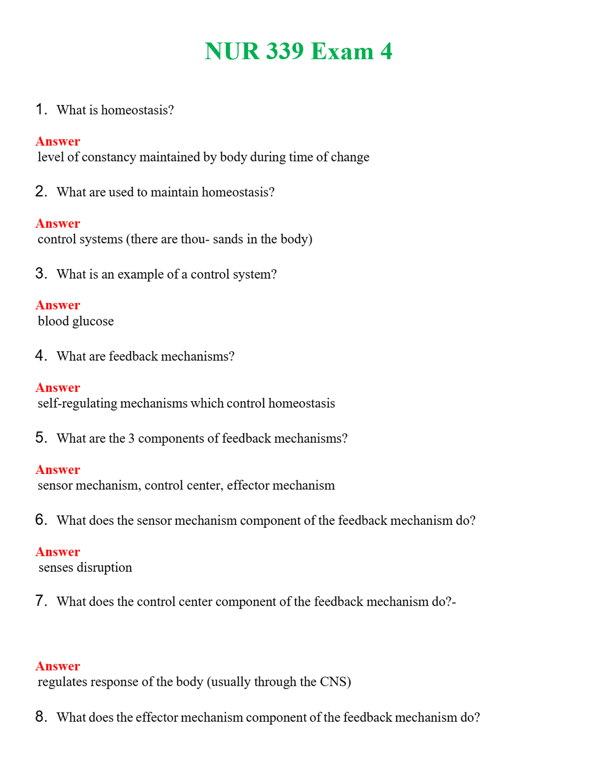 NUR 339 EXAM 4 | PASSED | A+ RATED GUIDE | NEW FULL EXAM