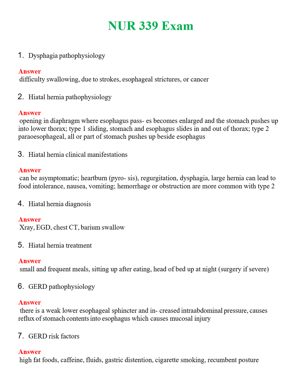 NUR 339 EXAM | A+ RATED GUIDE | QUESTIONS AND ANSWERS (SOLVED)