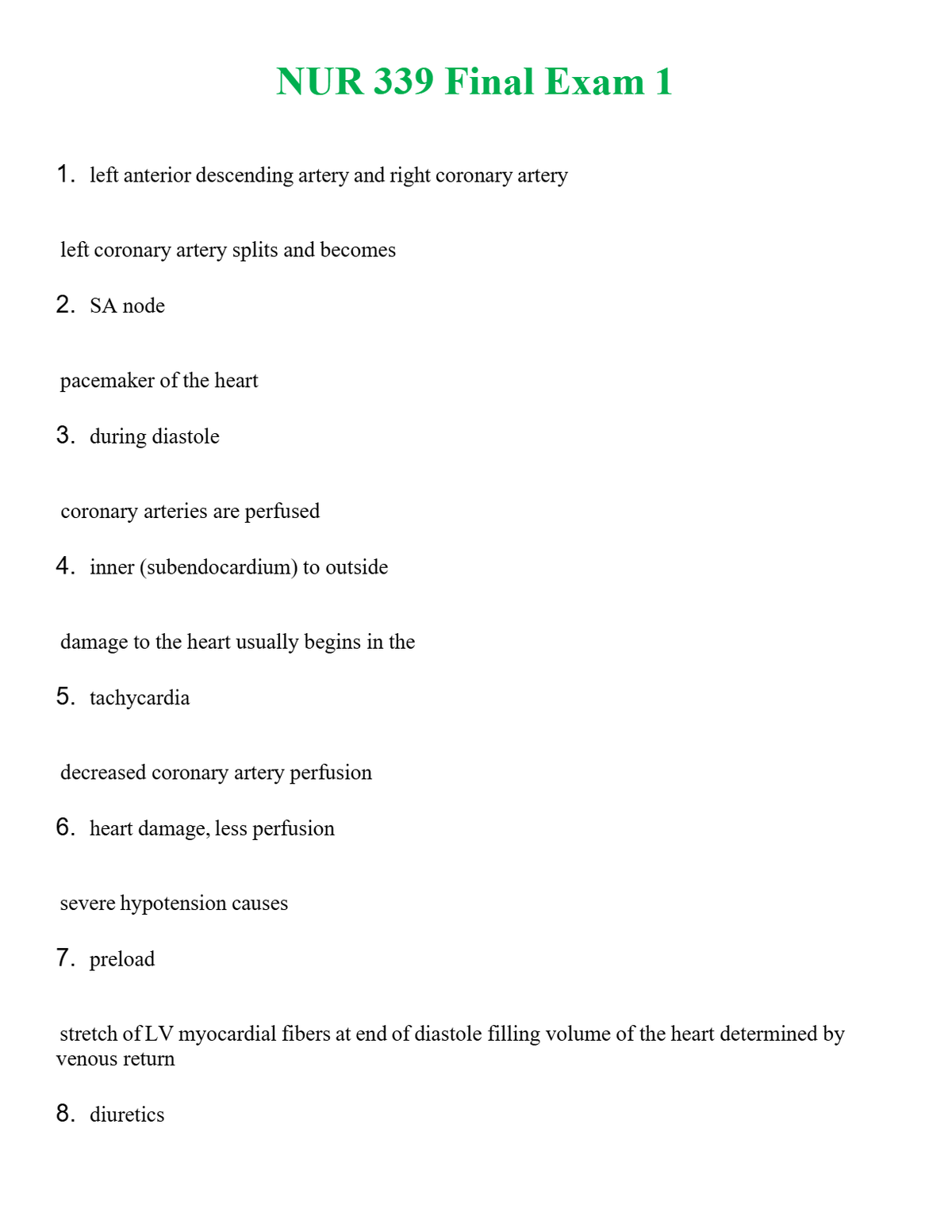 NUR 339 FINAL EXAM 1 | (ACTUAL EXAM ) QUESTIONS AND ANSWERS (SOLVED)