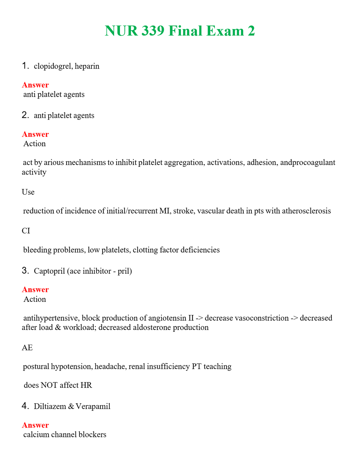 NUR 339 FINAL EXAM 2 | LATEST QUESTIONS WITH COMPLETE GRADE A++ ANSWERS
