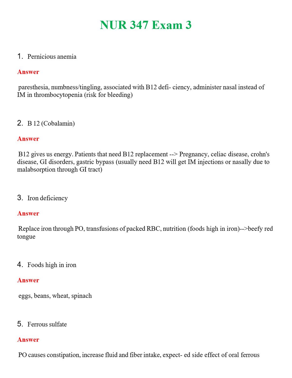 NUR 347 EXAM 3 | COMPLETE QUESTIONS & ANSWERS (SOLVED) 100% CORRECT