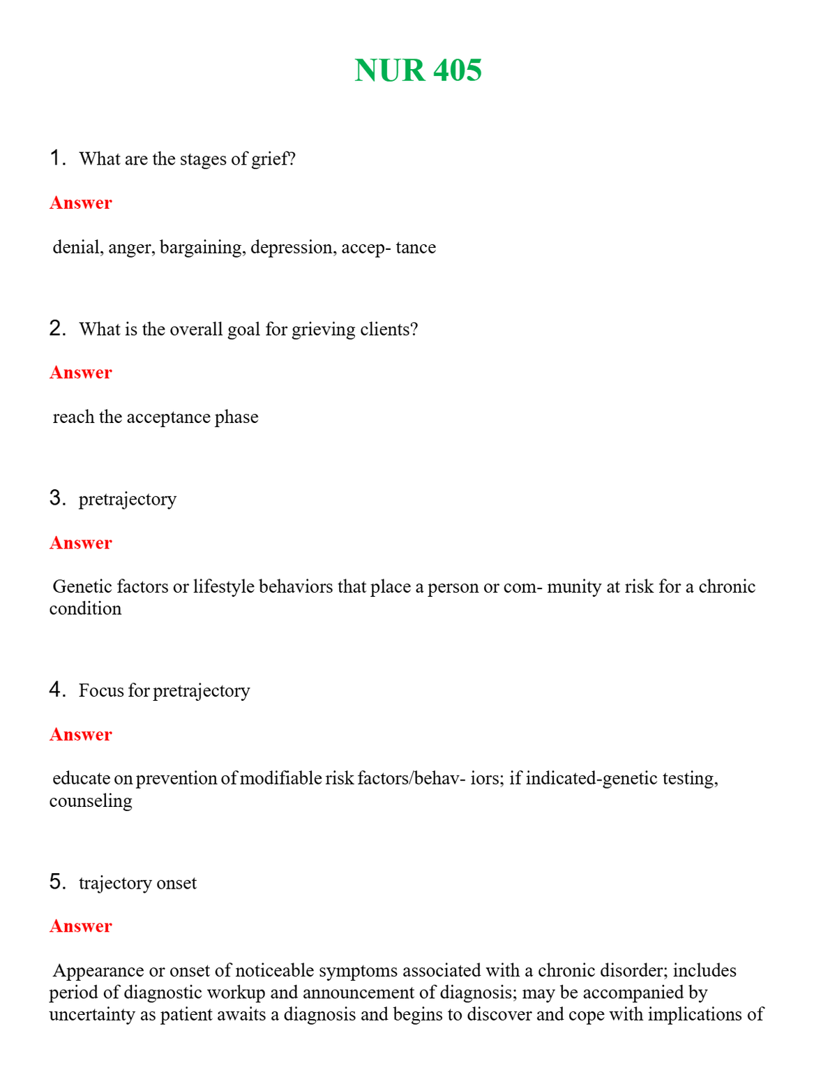 NUR 405 | PASSED | A+ RATED GUIDE | NEW FULL EXAM