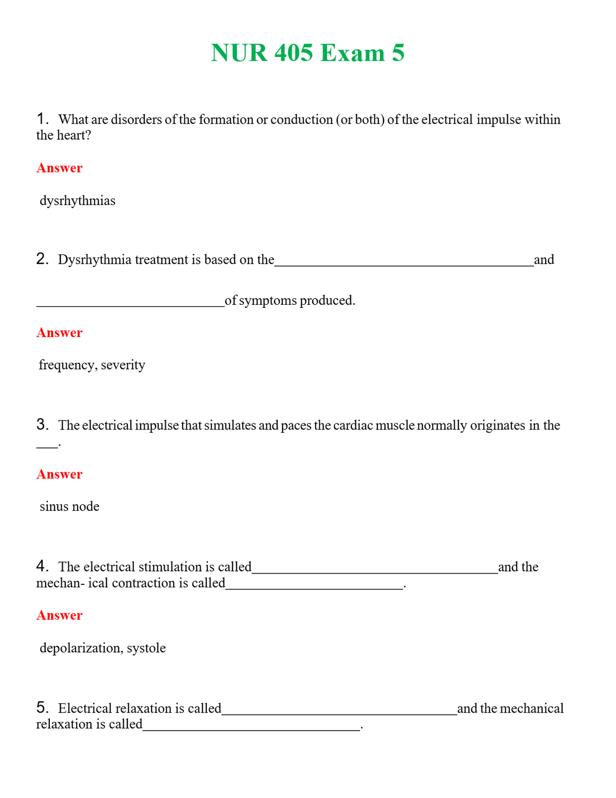 NUR 405 EXAM 5 | (ACTUAL EXAM ) QUESTIONS AND ANSWERS (SOLVED