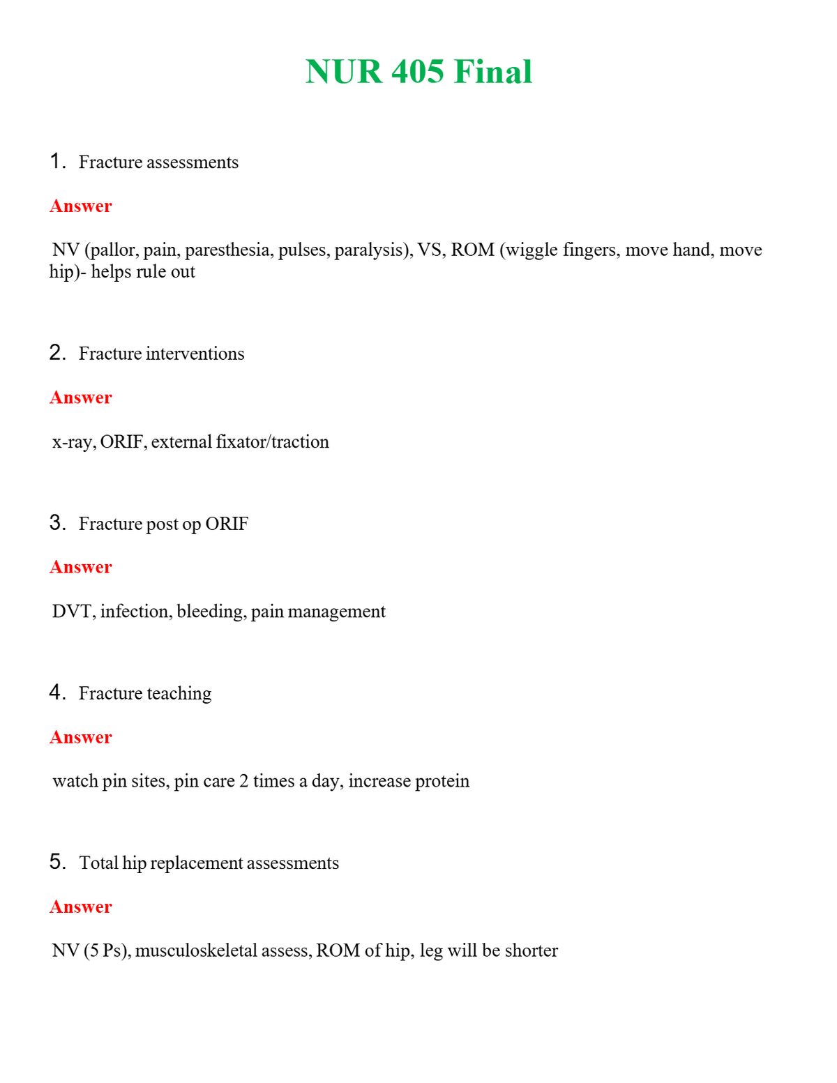 NUR 405 FINAL | A+ RATED GUIDE | QUESTIONS AND ANSWERS (SOLVED)
