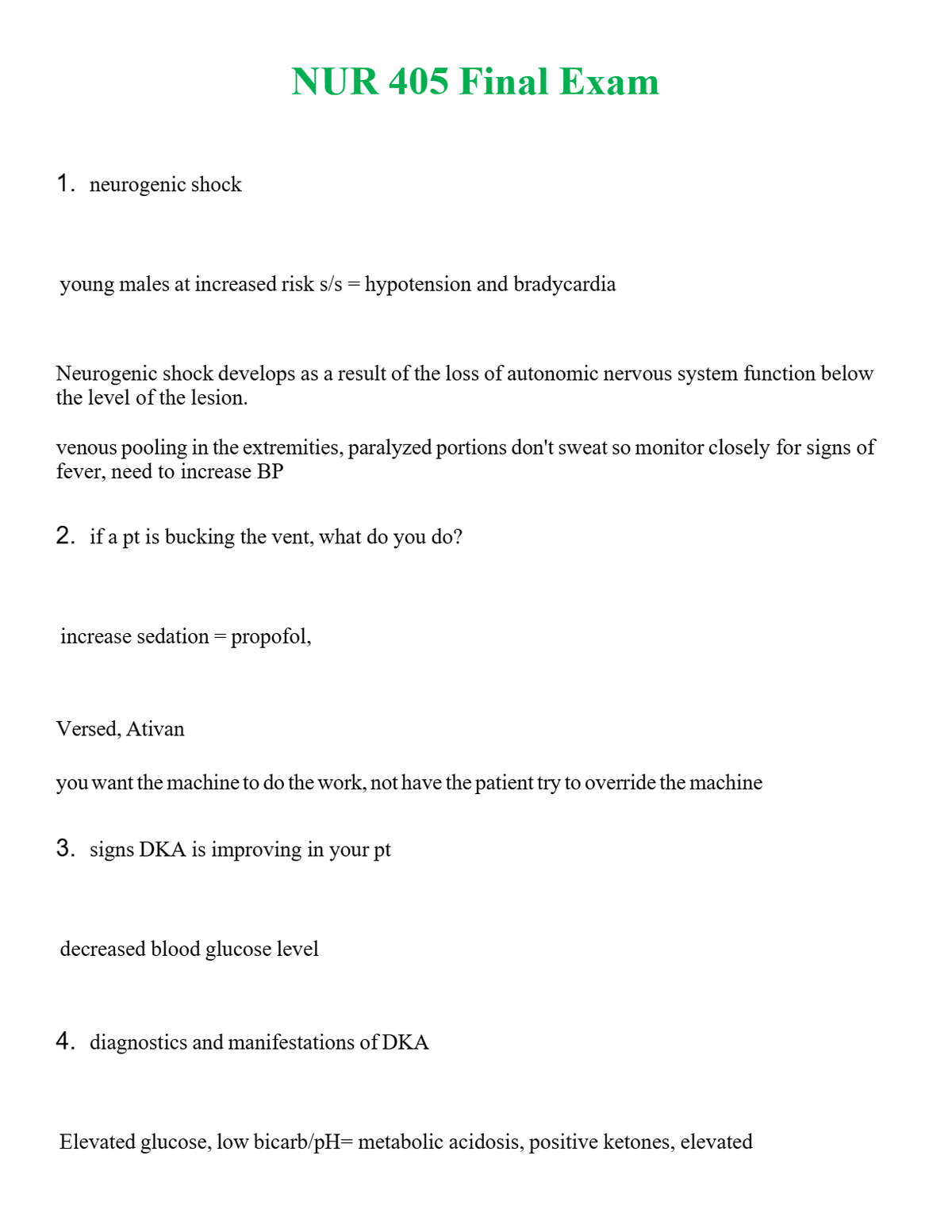 NUR 405 FINAL EXAM | QUESTIONS & ANSWERS (SOLVED)