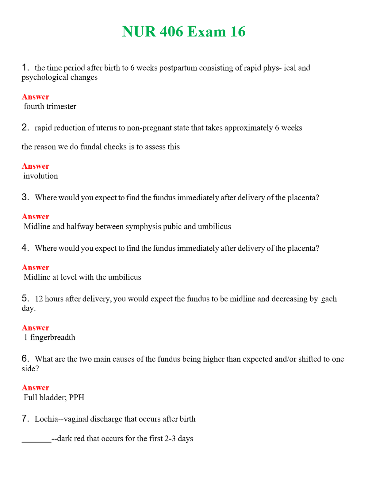 NUR 406 EXAM 16 | GRADED A+ QUESTIONS AND ANSWERS (SOLVED)