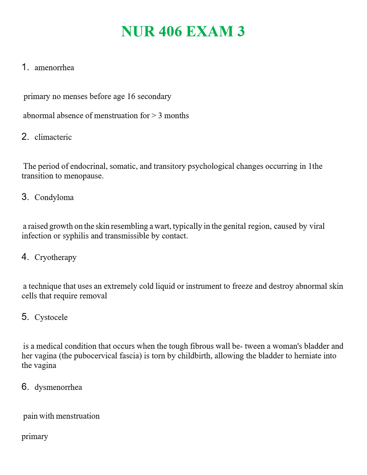 NUR 406 EXAM 3 | GRADED A+ QUESTIONS & ANSWERS