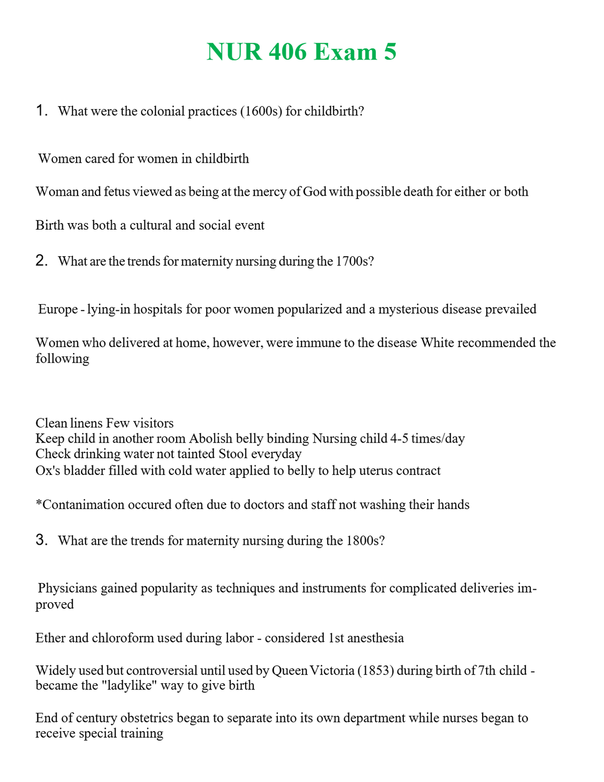 NUR 406 EXAM 5 | ALL Q&AS BRAND NEW GUARANTEED A+++