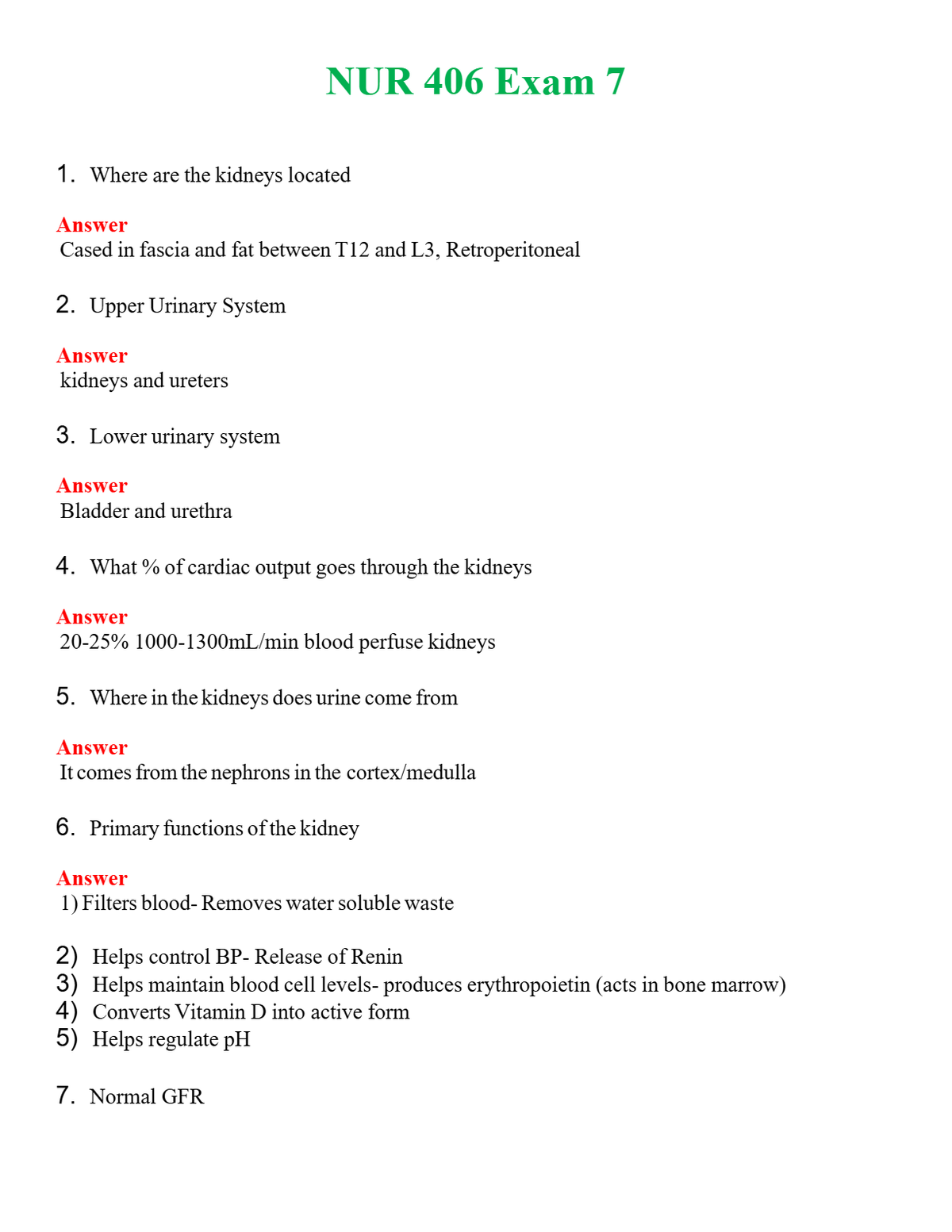 NUR 406 EXAM 7 | ALL Q&AS BRAND NEW GUARANTEED A+++