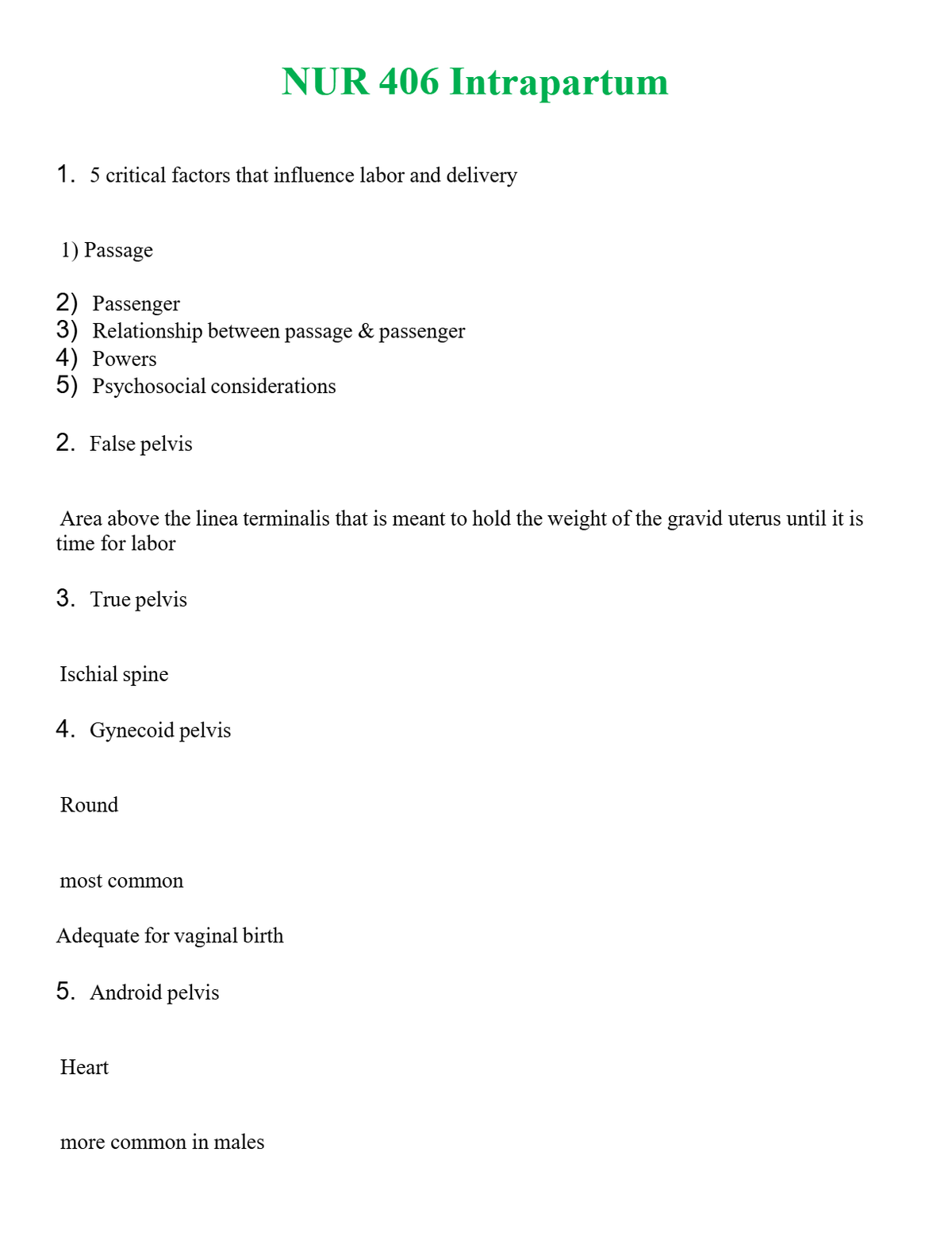 NUR 406 INTRAPARTUM | WITH 100% VERIFIED ANSWERS
