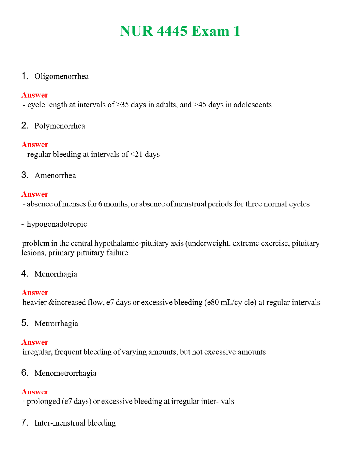 NUR 4445 EXAM 1 | GRADED A+ QUESTIONS AND ANSWERS (SOLVED)