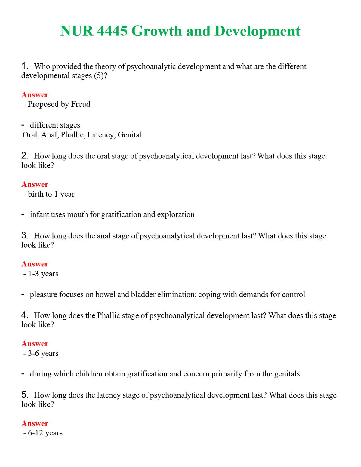 NUR 4445 GROWTH AND DEVELOPMENT | A+ RATED GUIDE | QUESTIONS AND ANSWERS (SOLVED)