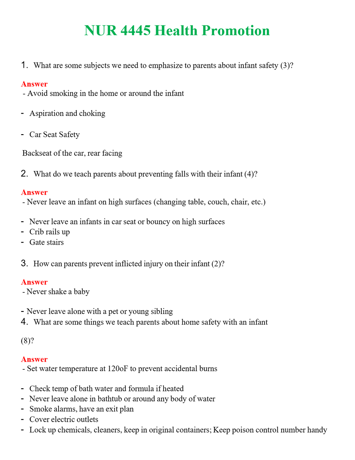 NUR 4445 HEALTH PROMOTION | WITH 100% VERIFIED ANSWERS