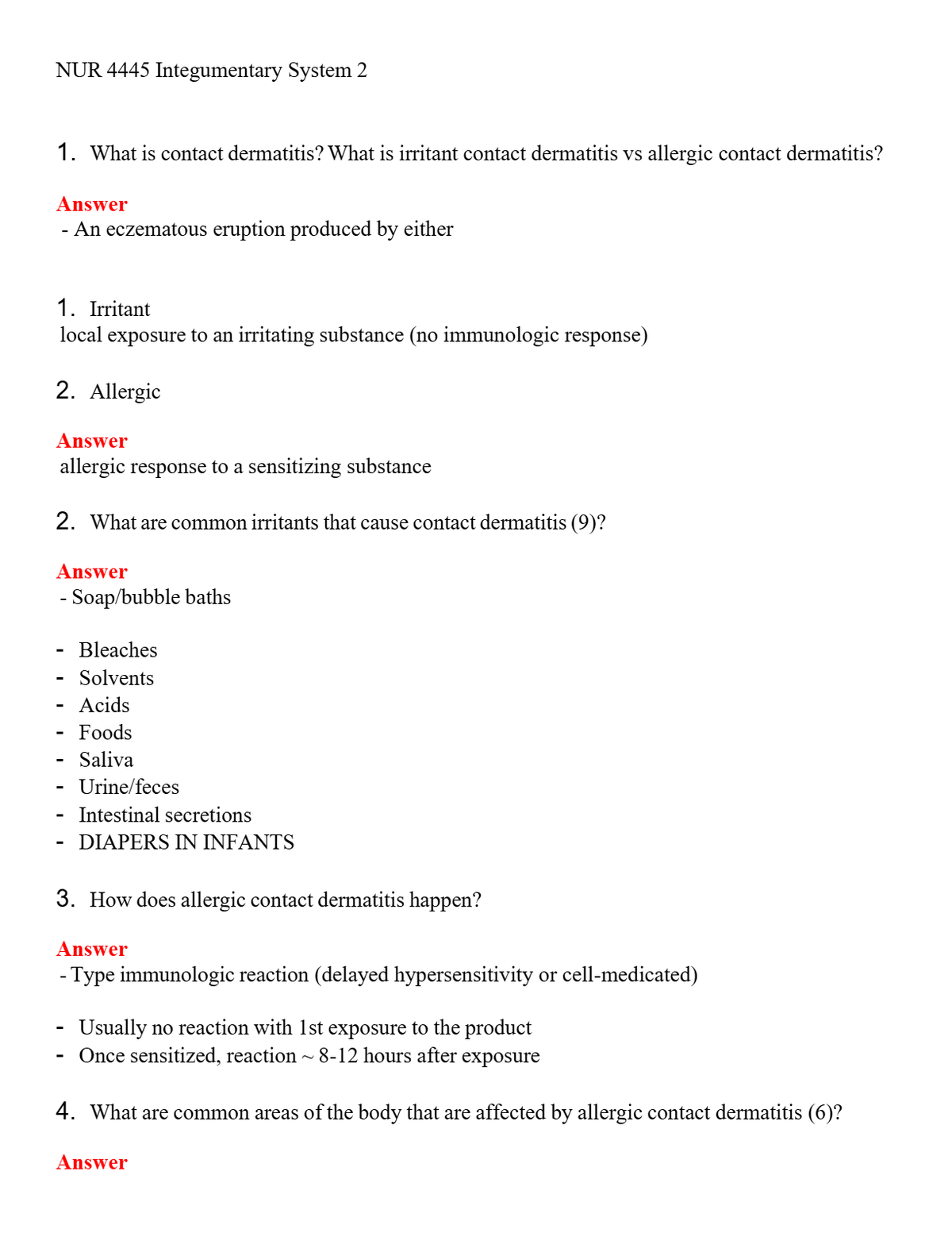 NUR 4445 INTEGUMENTARY SYSTEM 2 | A+ RATED GUIDE | QUESTIONS AND ANSWERS (SOLVED)