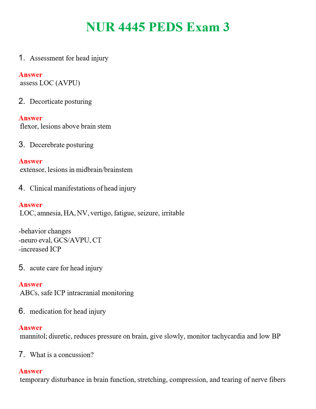 NUR 4445 PEDS EXAM 3 | A++ EXAM WITH ALL NEW QS & AS - GUARANTEED PASS!