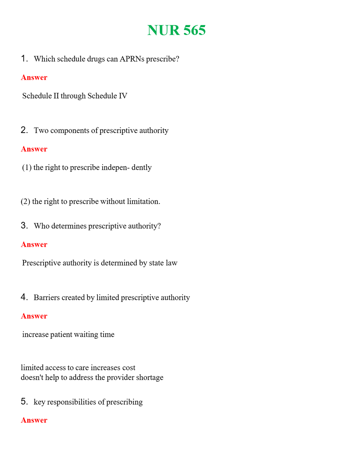 NUR 565 | ALL Q&AS BRAND NEW GUARANTEED A++