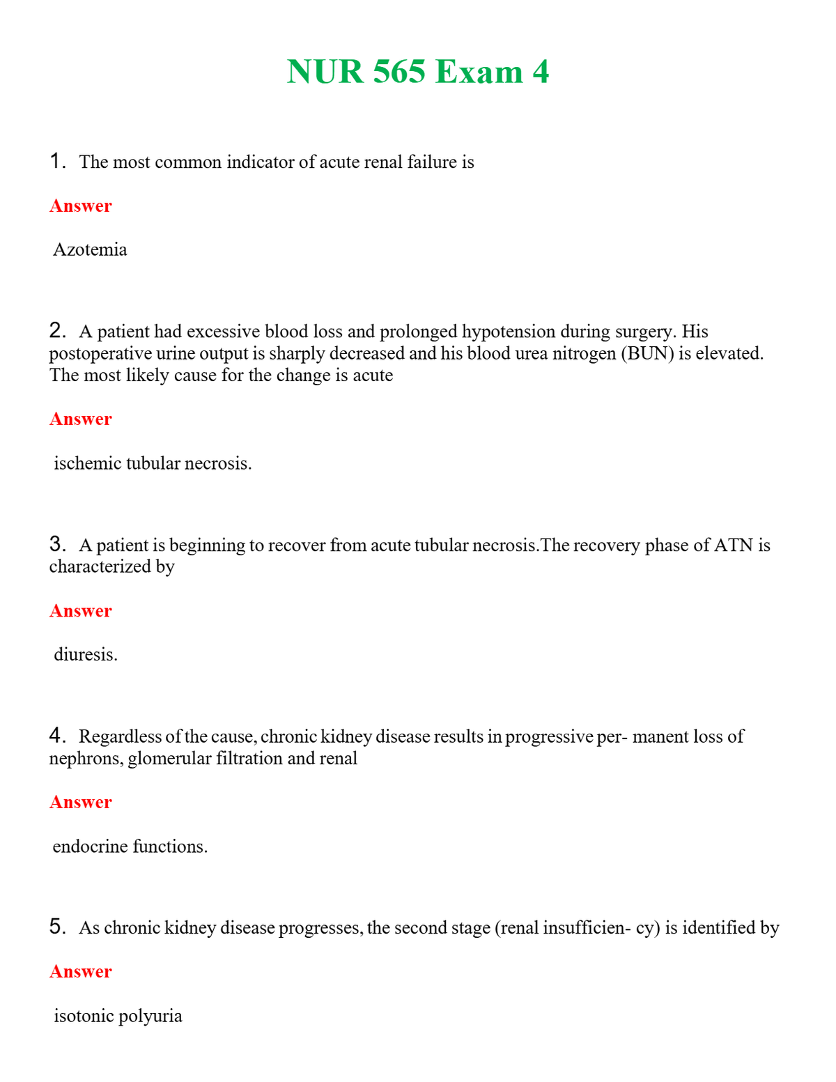 NUR 565 EXAM 4 | A++ EXAM WITH ALL NEW QS & AS - GUARANTEED PASS!