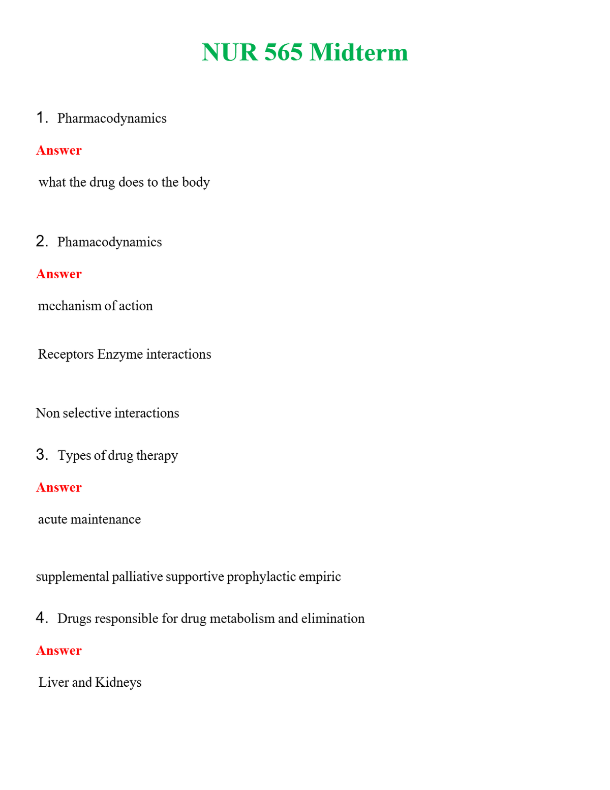 NUR 565 MIDTERM | QUESTIONS AND ANSWERS INCLUDED