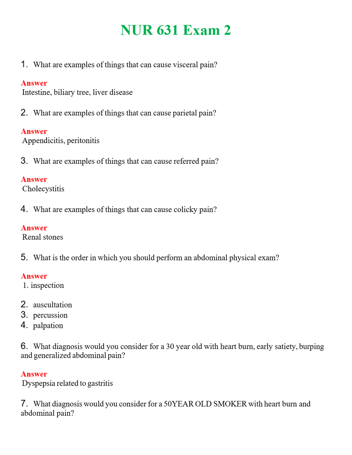 NUR 631 EXAM 2 | QUESTIONS & ANSWERS (SOLVED)